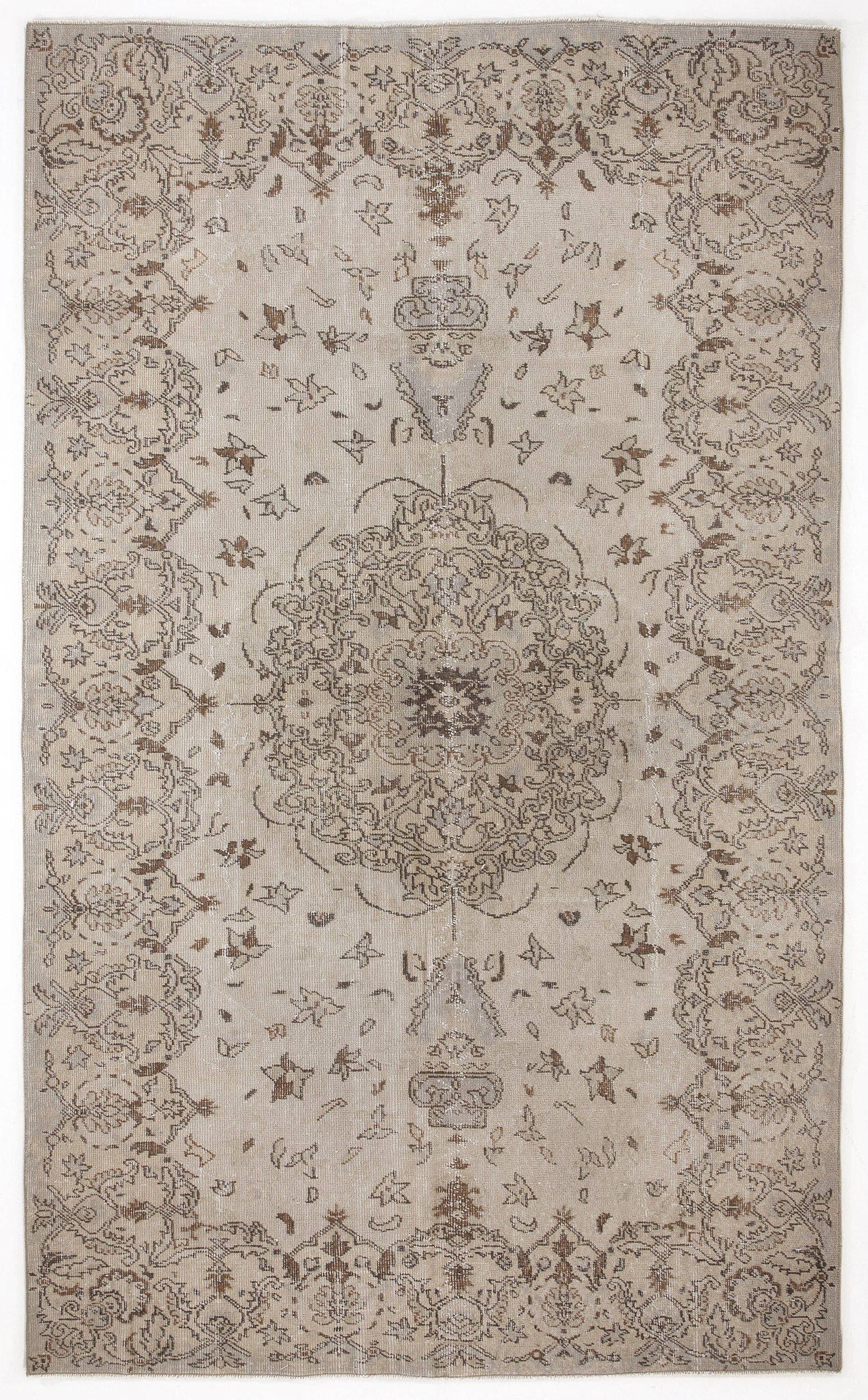 Atina Beige Vintage Wool Handmade Area Rug 5'10" x 9'7"