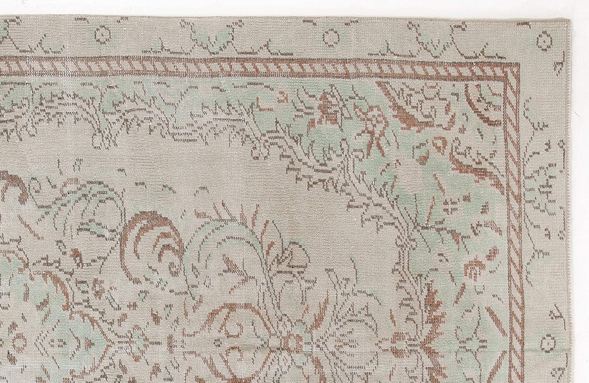 Atina Beige Vintage Wool Handmade Area Rug 5'2" x 9'5"