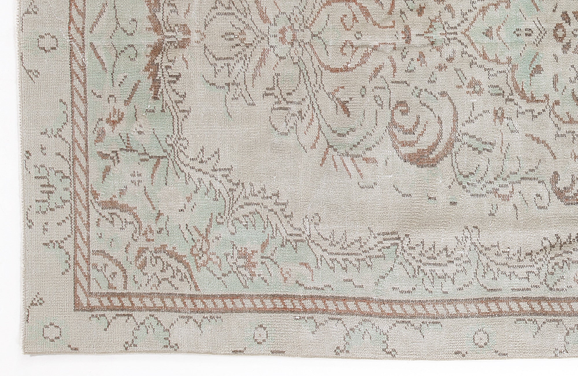 Atina Beige Vintage Wool Handmade Area Rug 5'2" x 9'5"