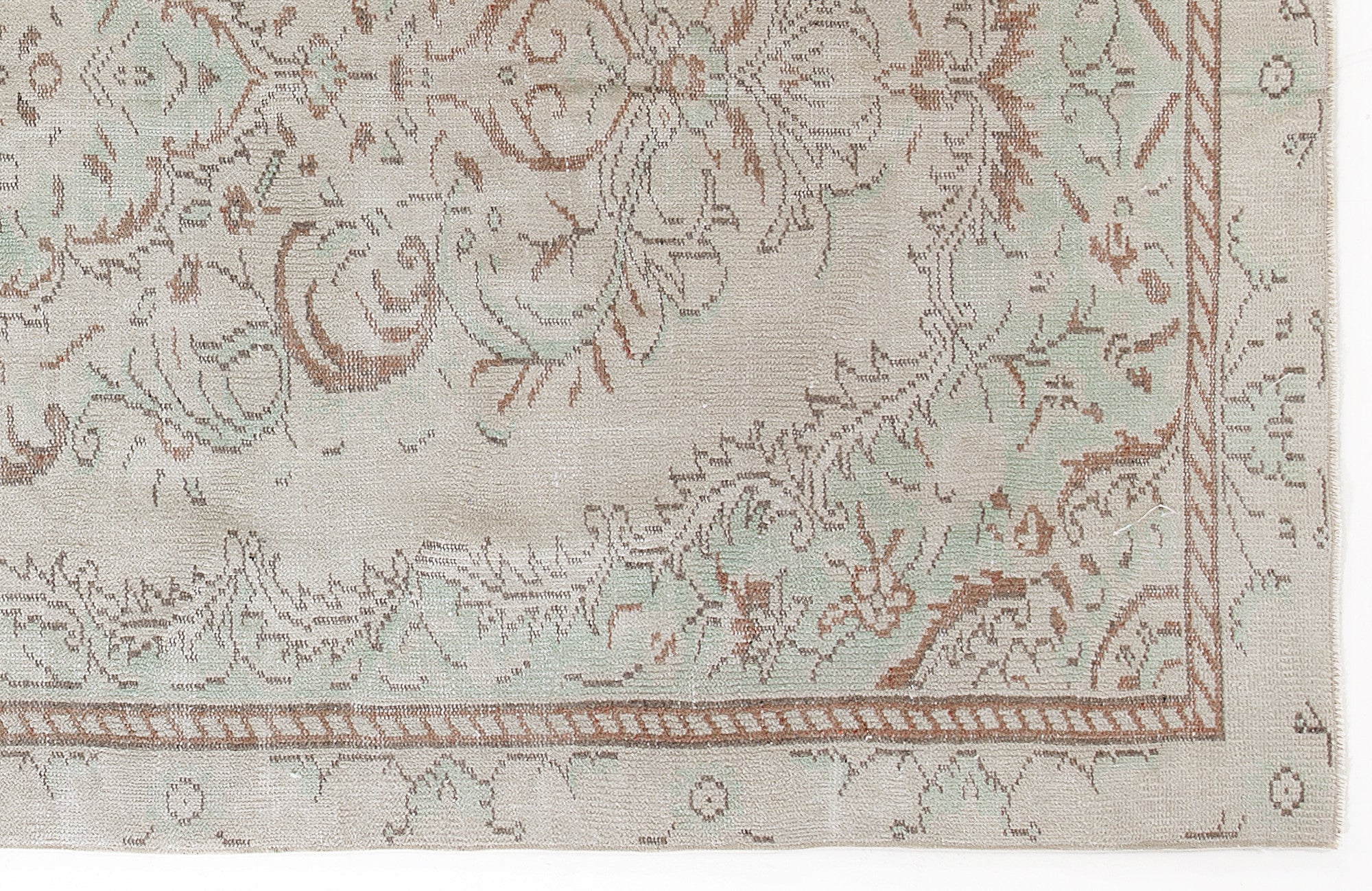 Atina Beige Vintage Wool Handmade Area Rug 5'2" x 9'5"