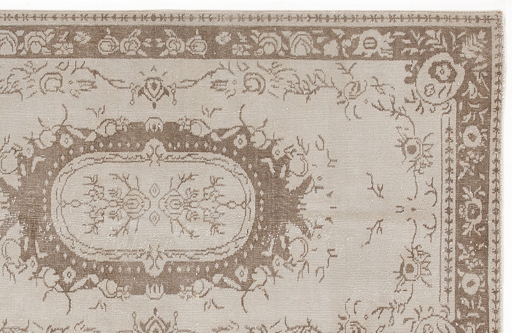 Atina Beige Vintage Wool Handmade Area Rug 3'9" x 7'1"