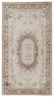 Atina Beige Vintage Wool Handmade Area Rug 3'9" x 7'1"