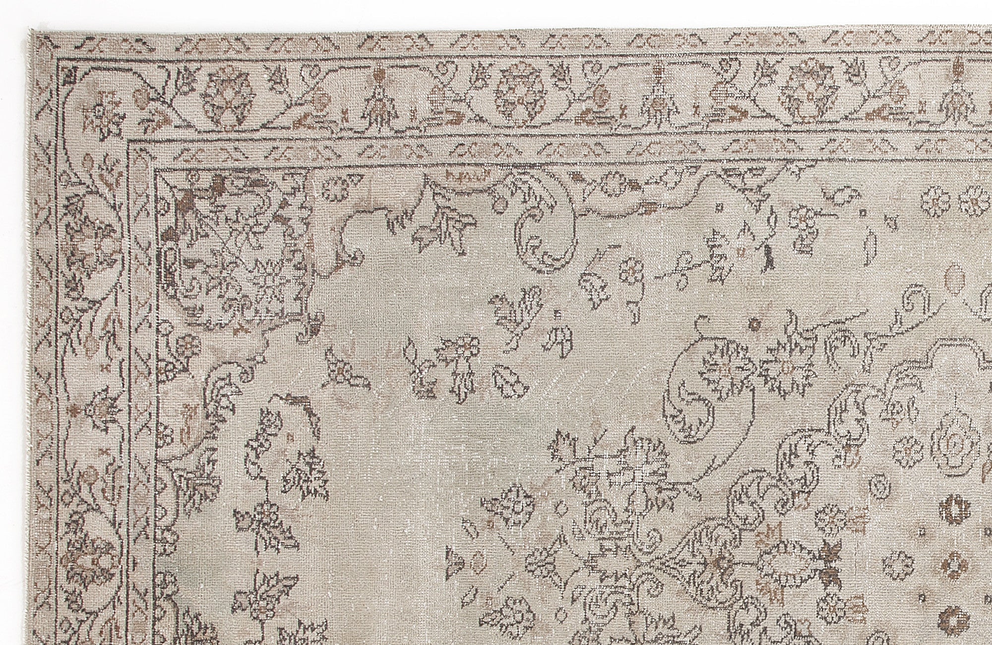 Atina Beige Vintage Wool Handmade Area Rug 5'9" x 9'8"
