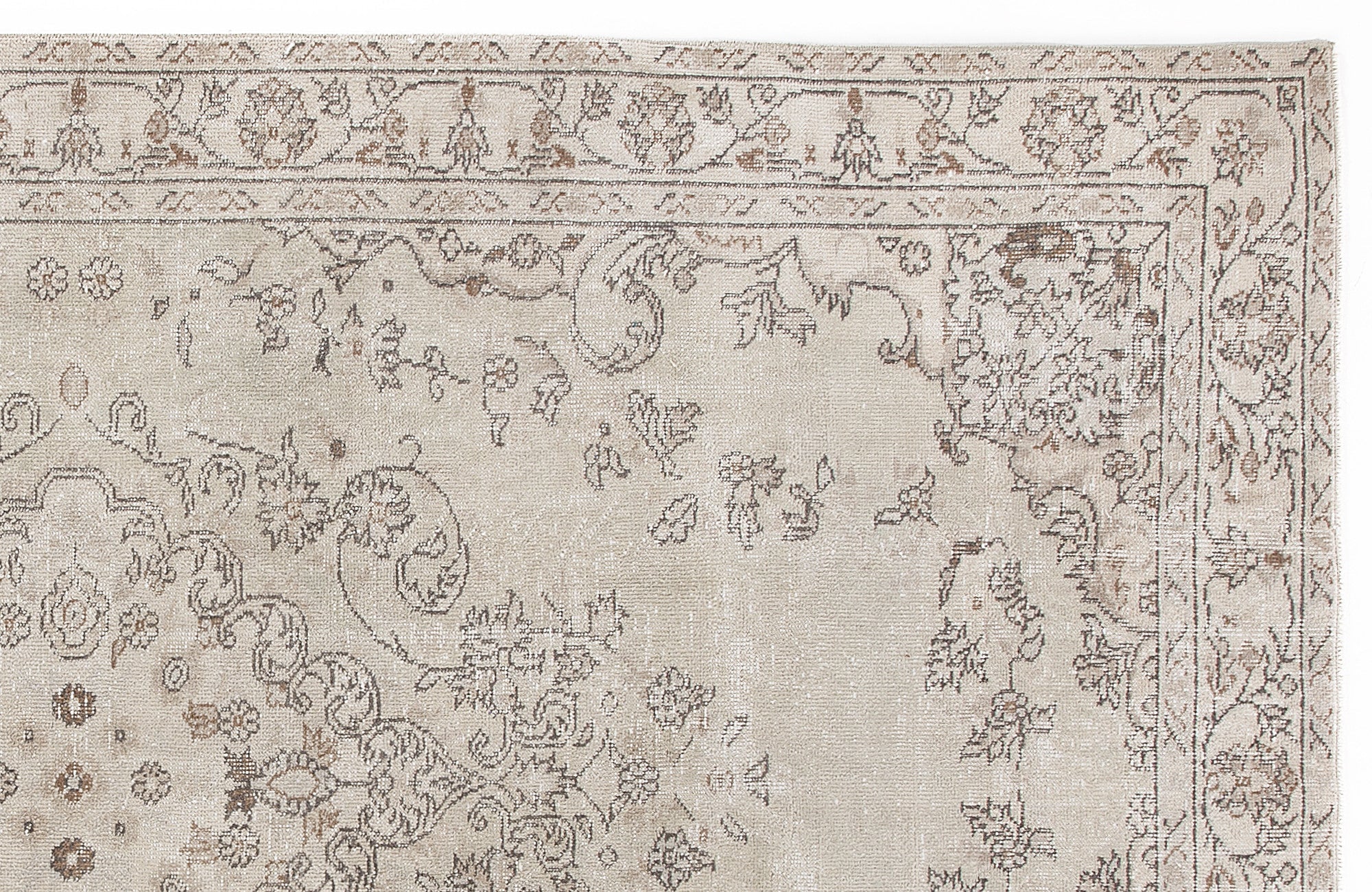 Atina Beige Vintage Wool Handmade Area Rug 5'9" x 9'8"