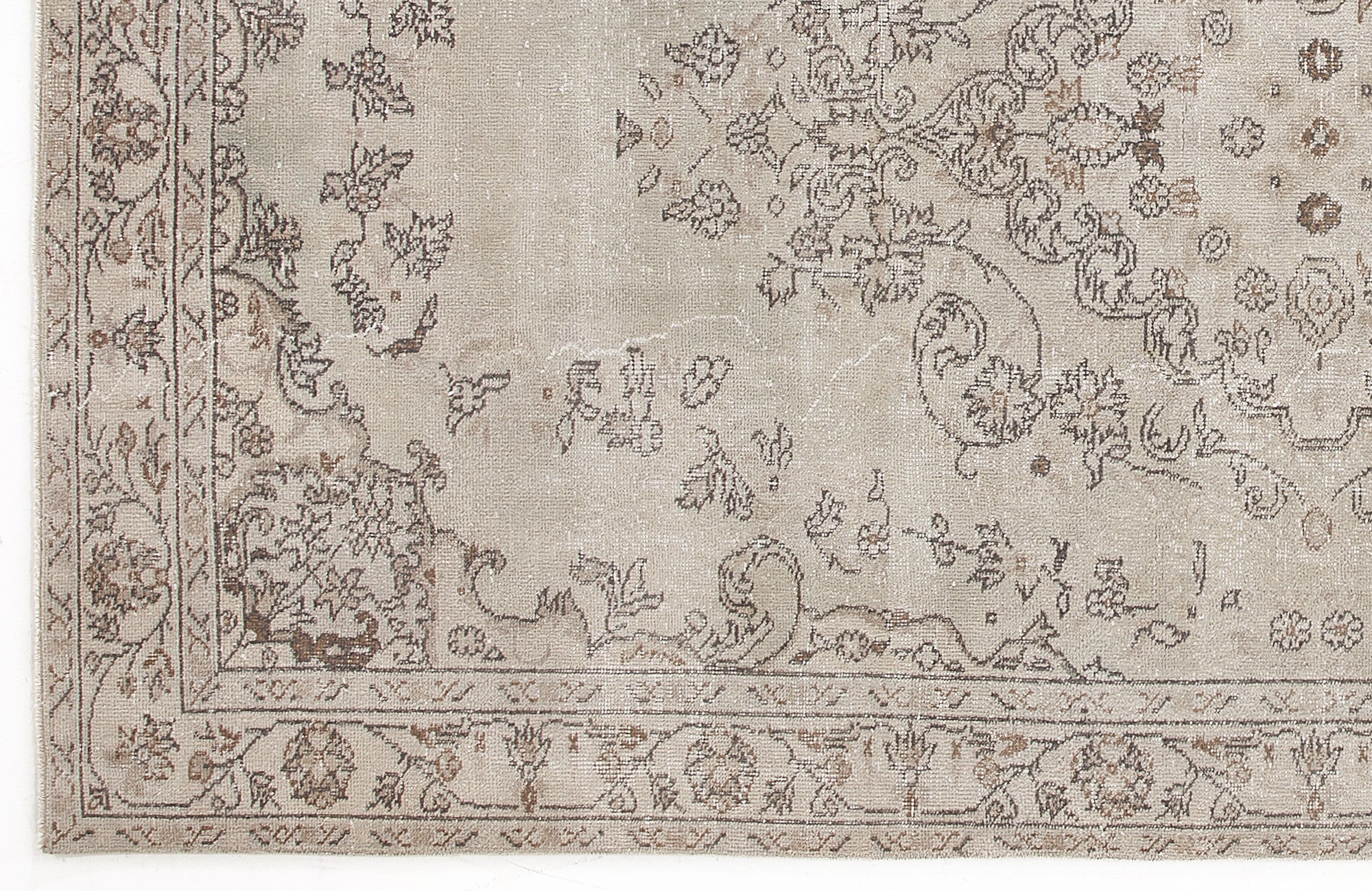 Atina Beige Vintage Wool Handmade Area Rug 5'9" x 9'8"