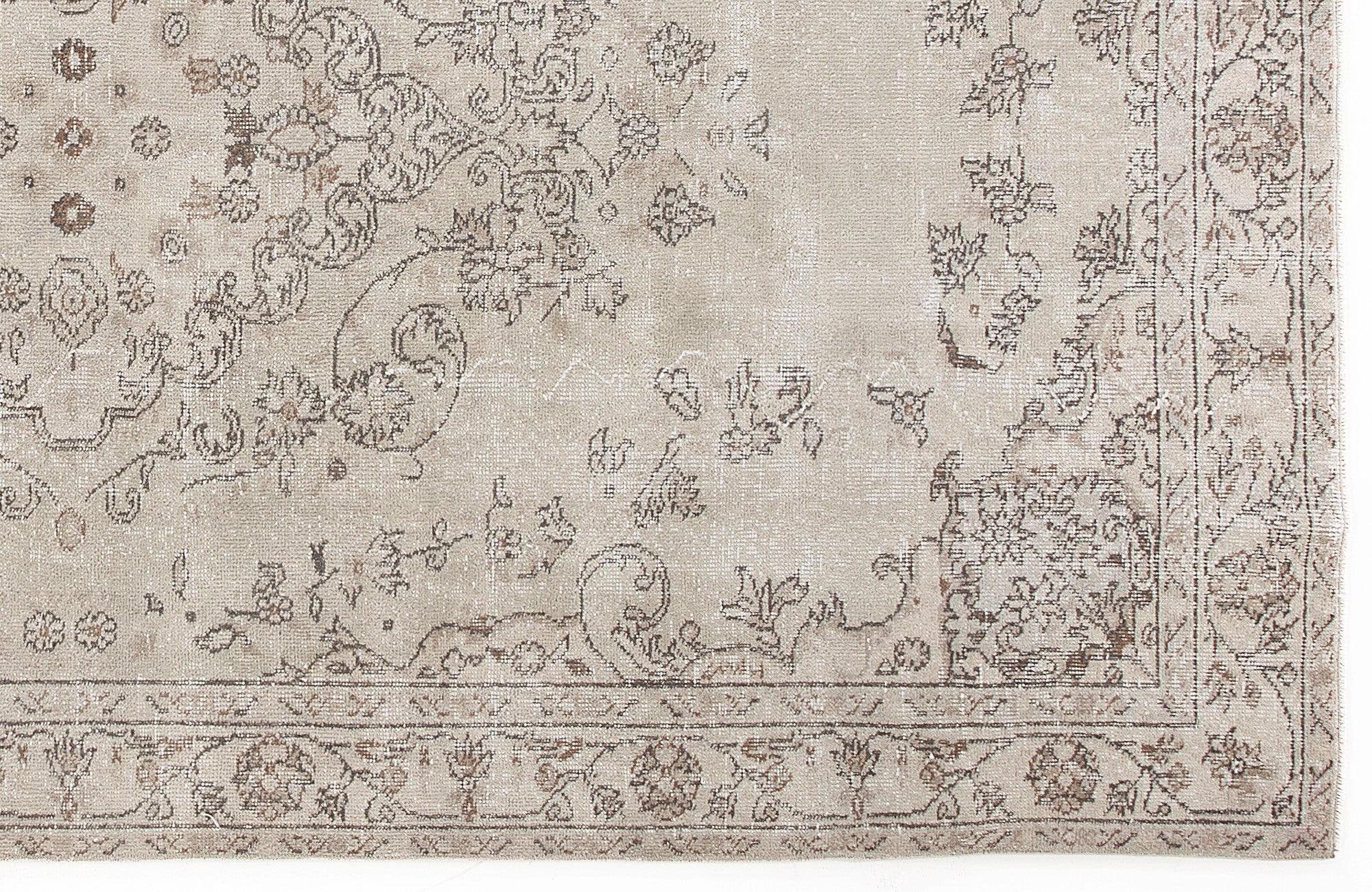 Atina Beige Vintage Wool Handmade Area Rug 5'9" x 9'8"