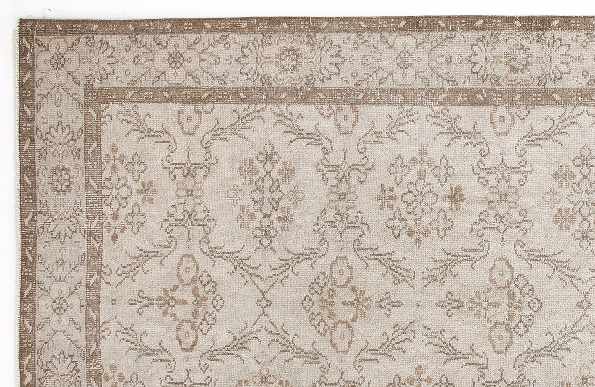 Atina Beige Vintage Wool Handmade Area Rug 6'7" x 10'2"