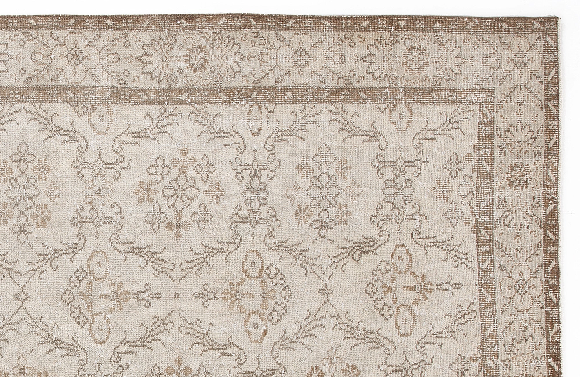 Atina Beige Vintage Wool Handmade Area Rug 6'7" x 10'2"