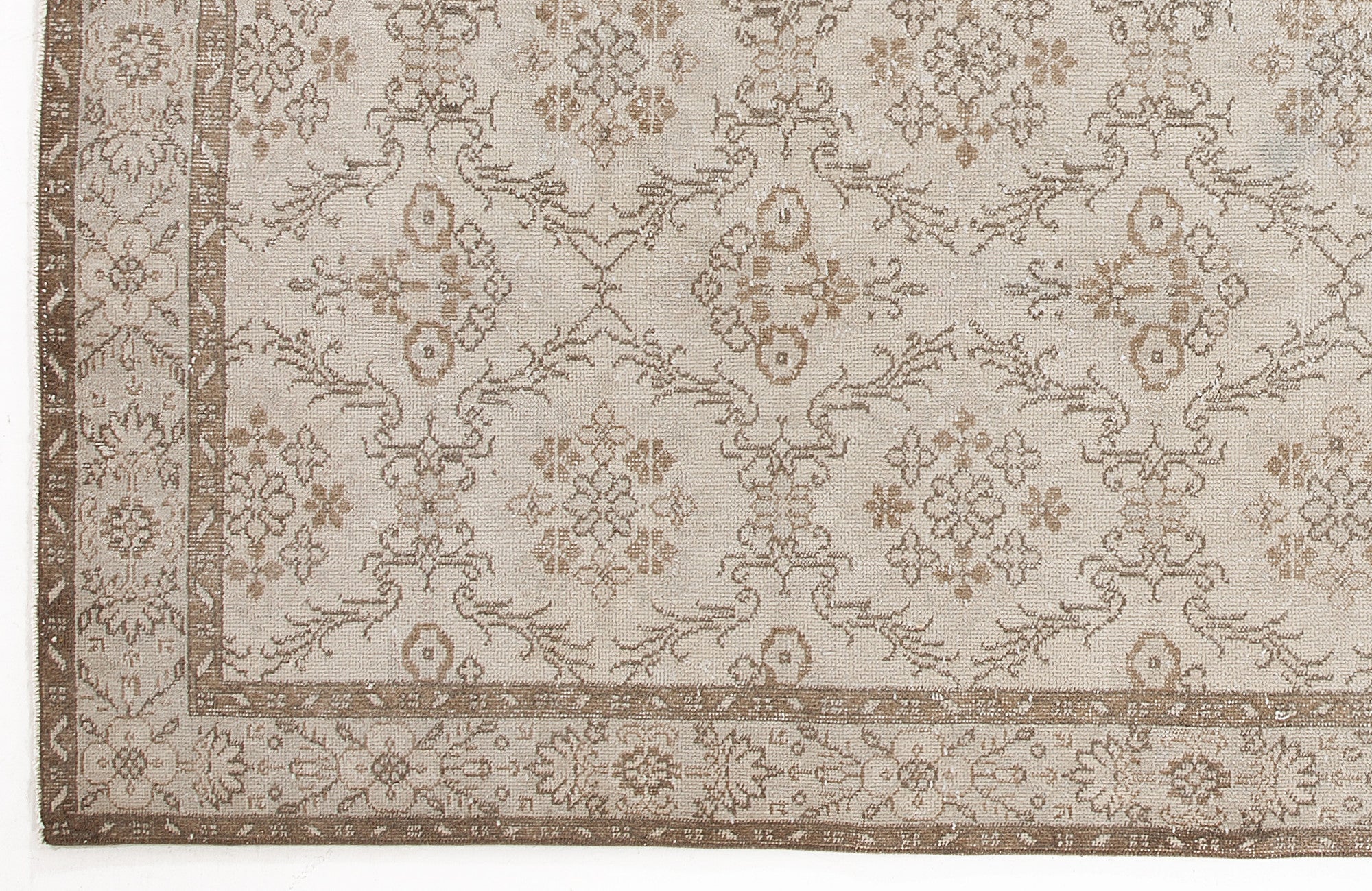 Atina Beige Vintage Wool Handmade Area Rug 6'7" x 10'2"