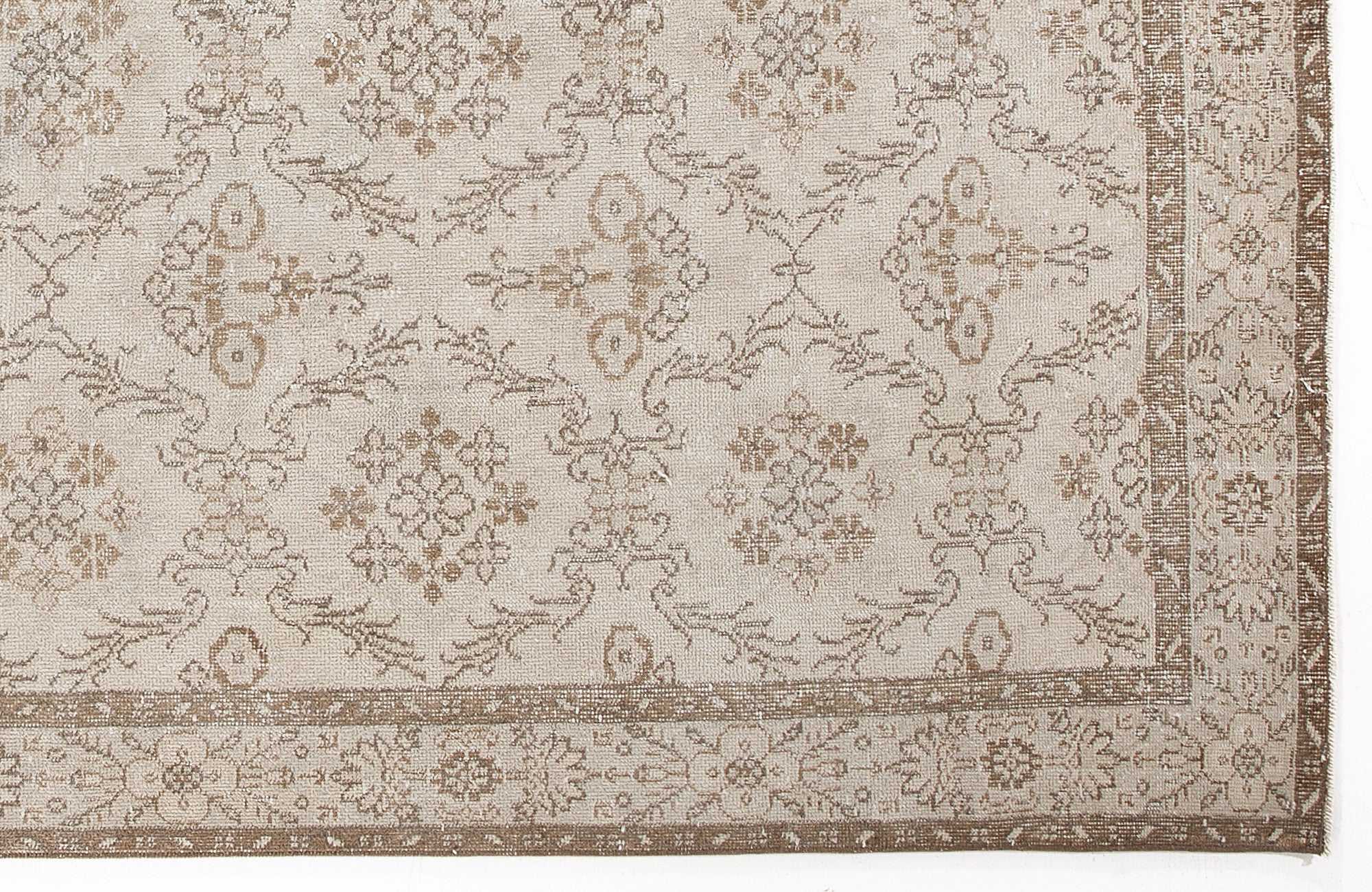 Atina Beige Vintage Wool Handmade Area Rug 6'7" x 10'2"