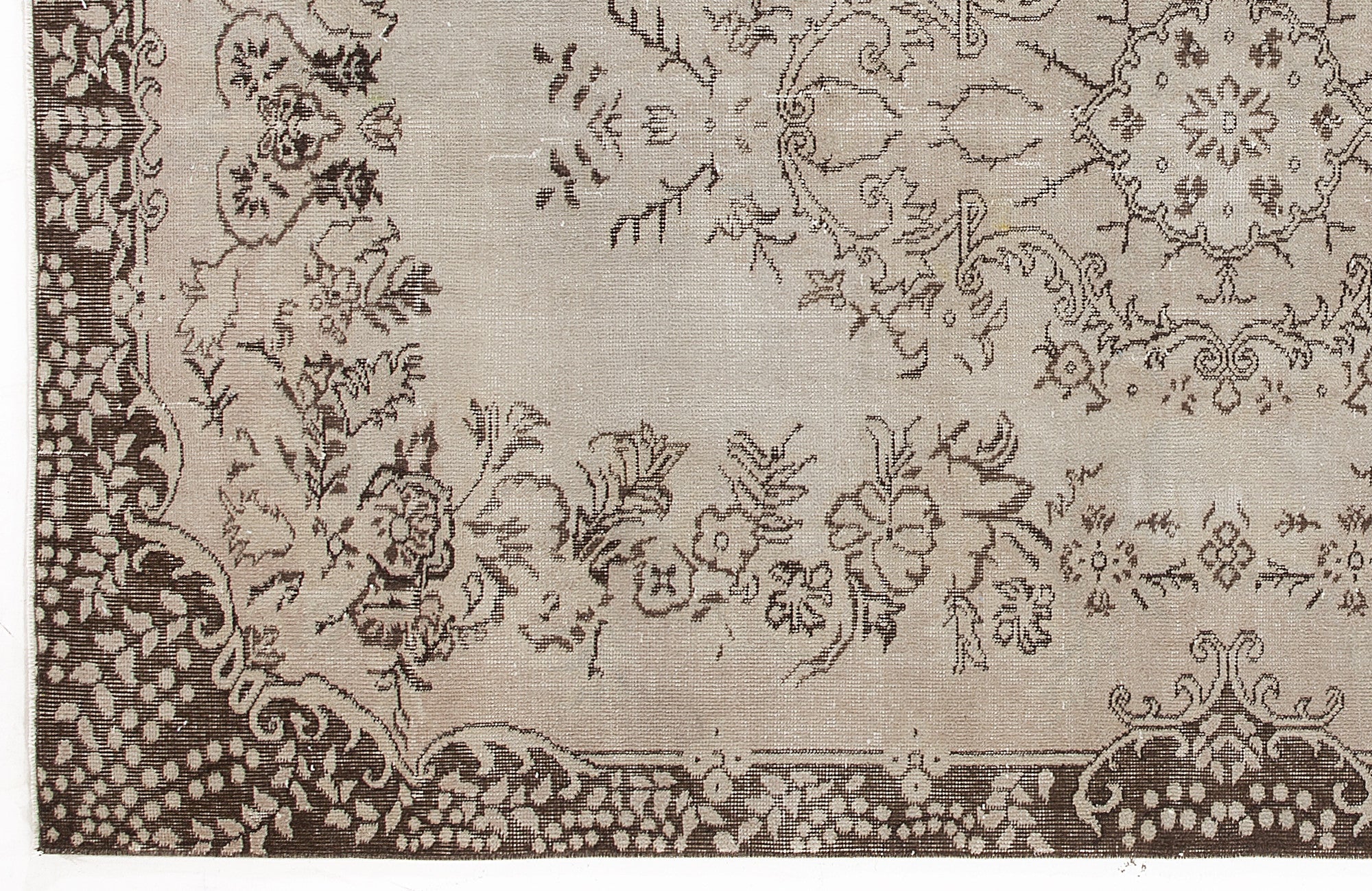 Atina Beige Vintage Wool Handmade Area Rug 5'7" x 9'2"