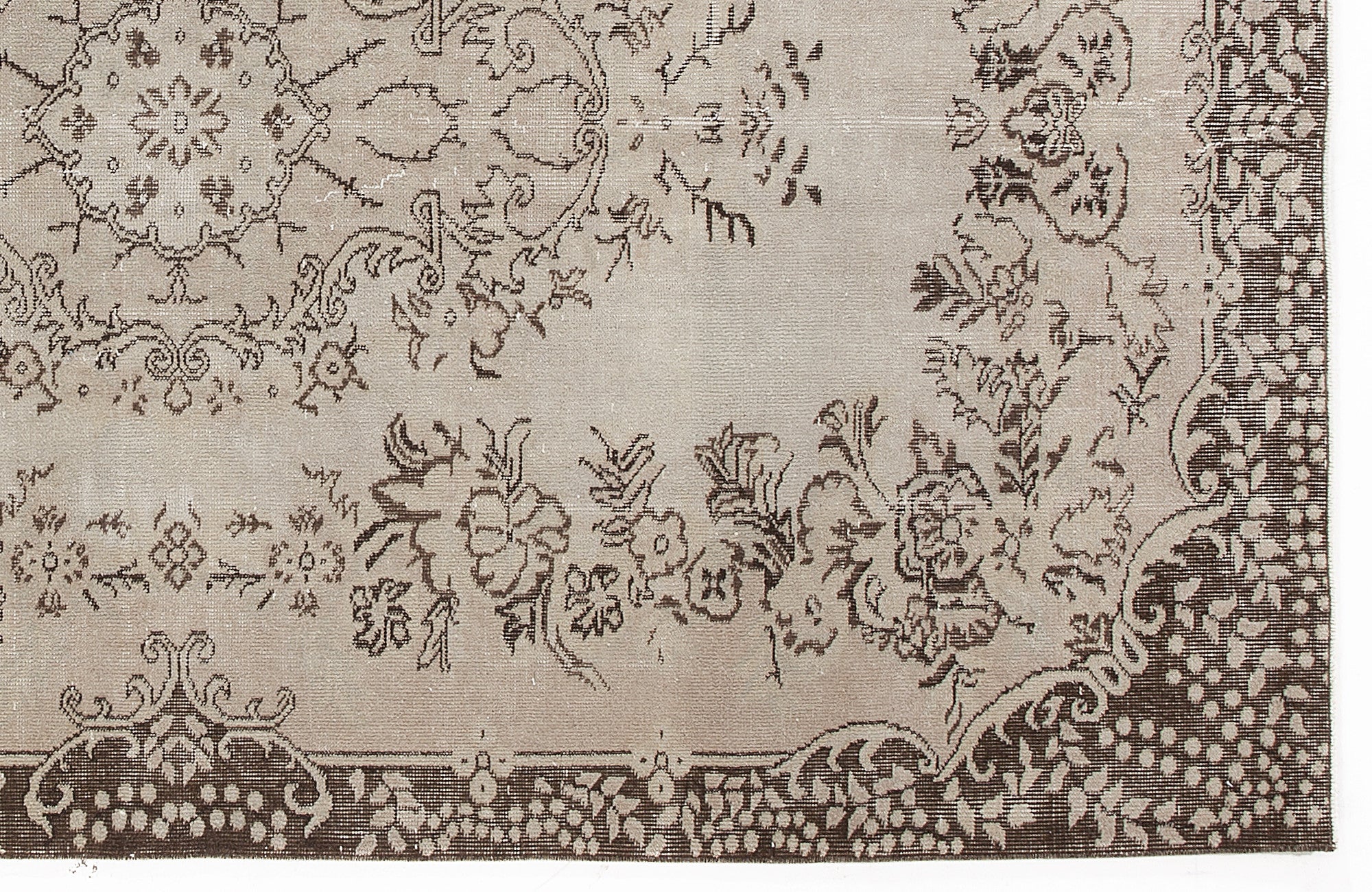 Atina Beige Vintage Wool Handmade Area Rug 5'7" x 9'2"