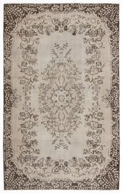 Atina Beige Vintage Wool Handmade Area Rug 5'7" x 9'2"