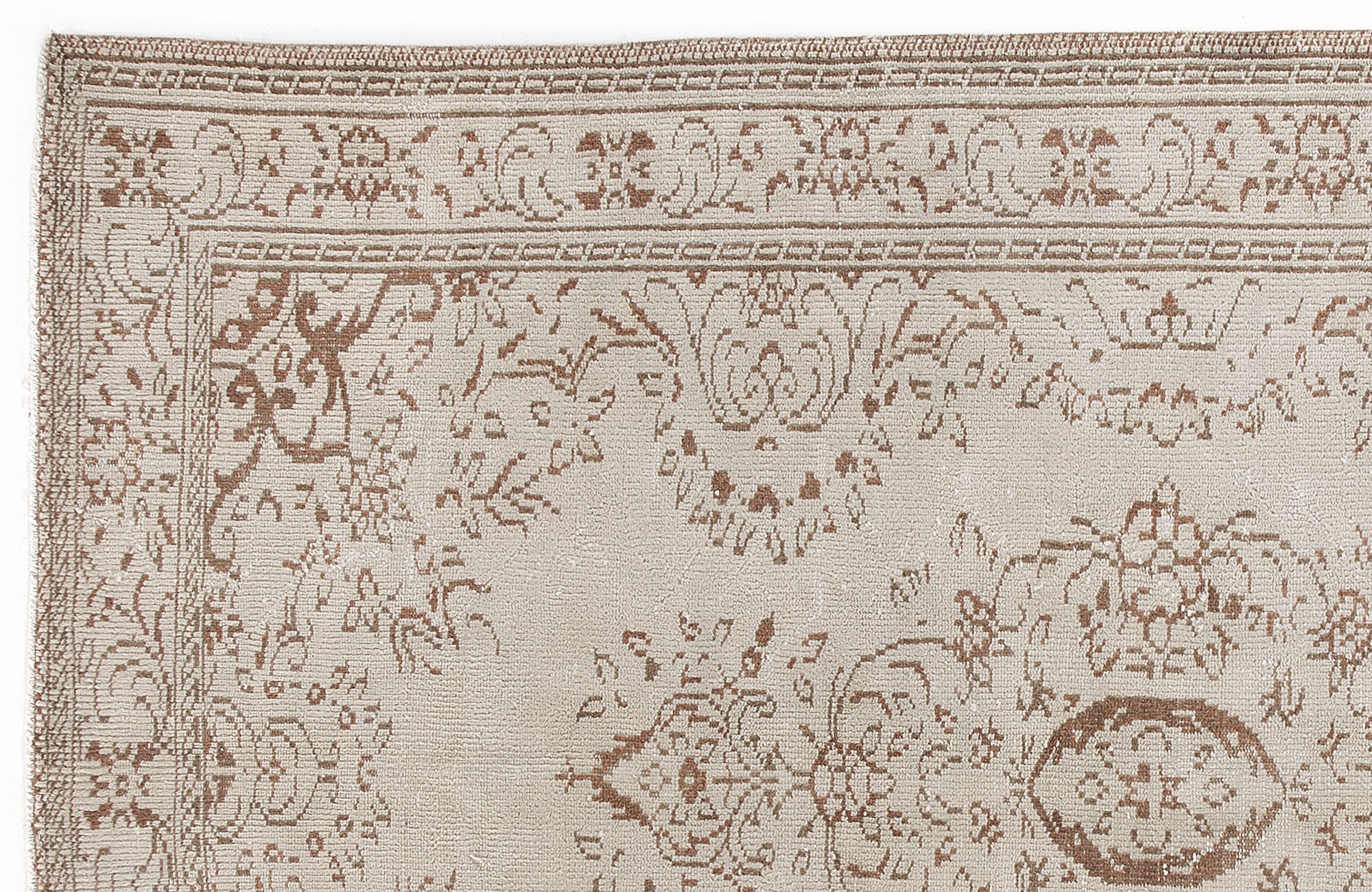 Atina Beige Vintage Wool Handmade Area Rug 5'9" x 8'8"