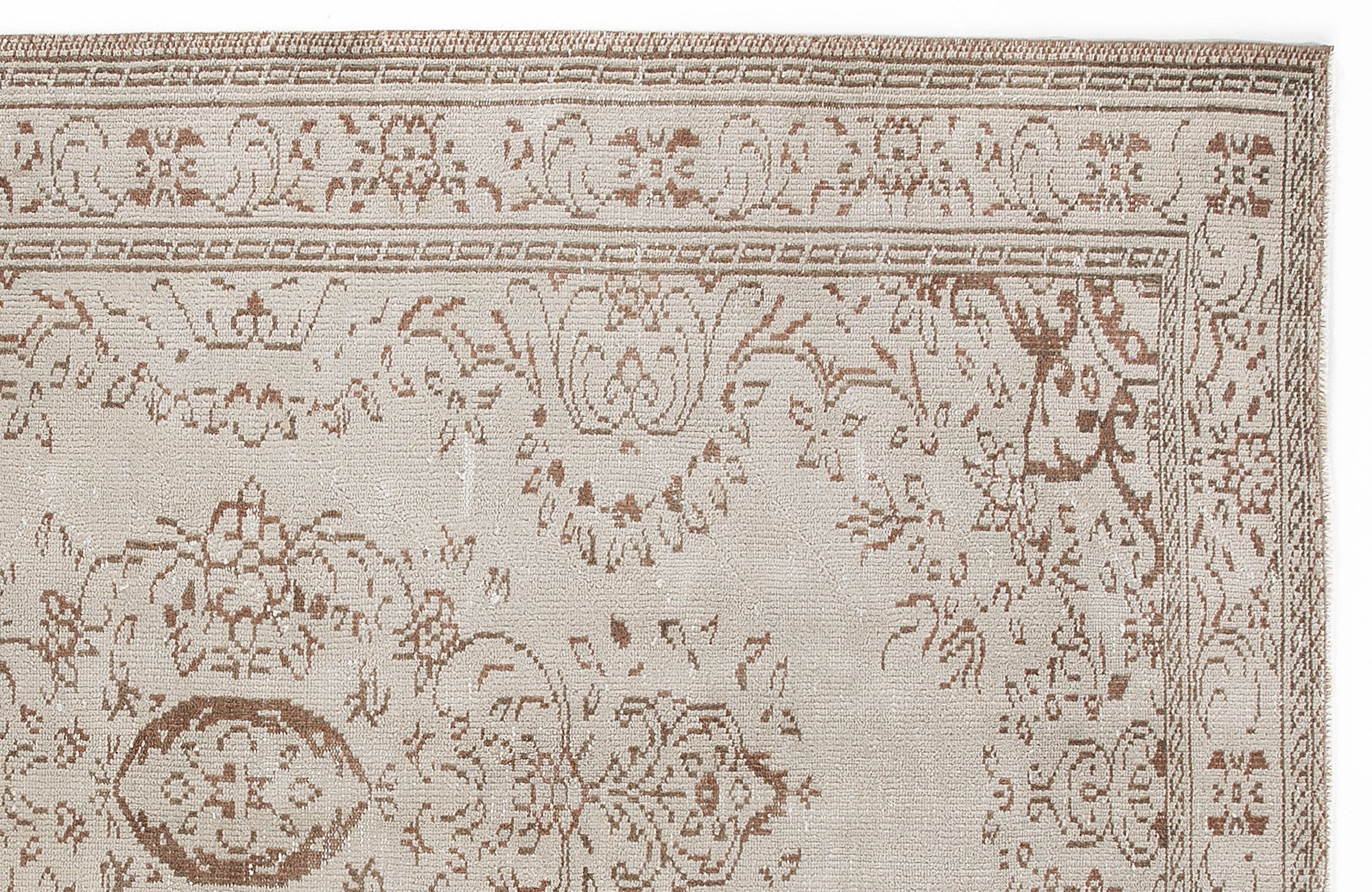 Atina Beige Vintage Wool Handmade Area Rug 5'9" x 8'8"