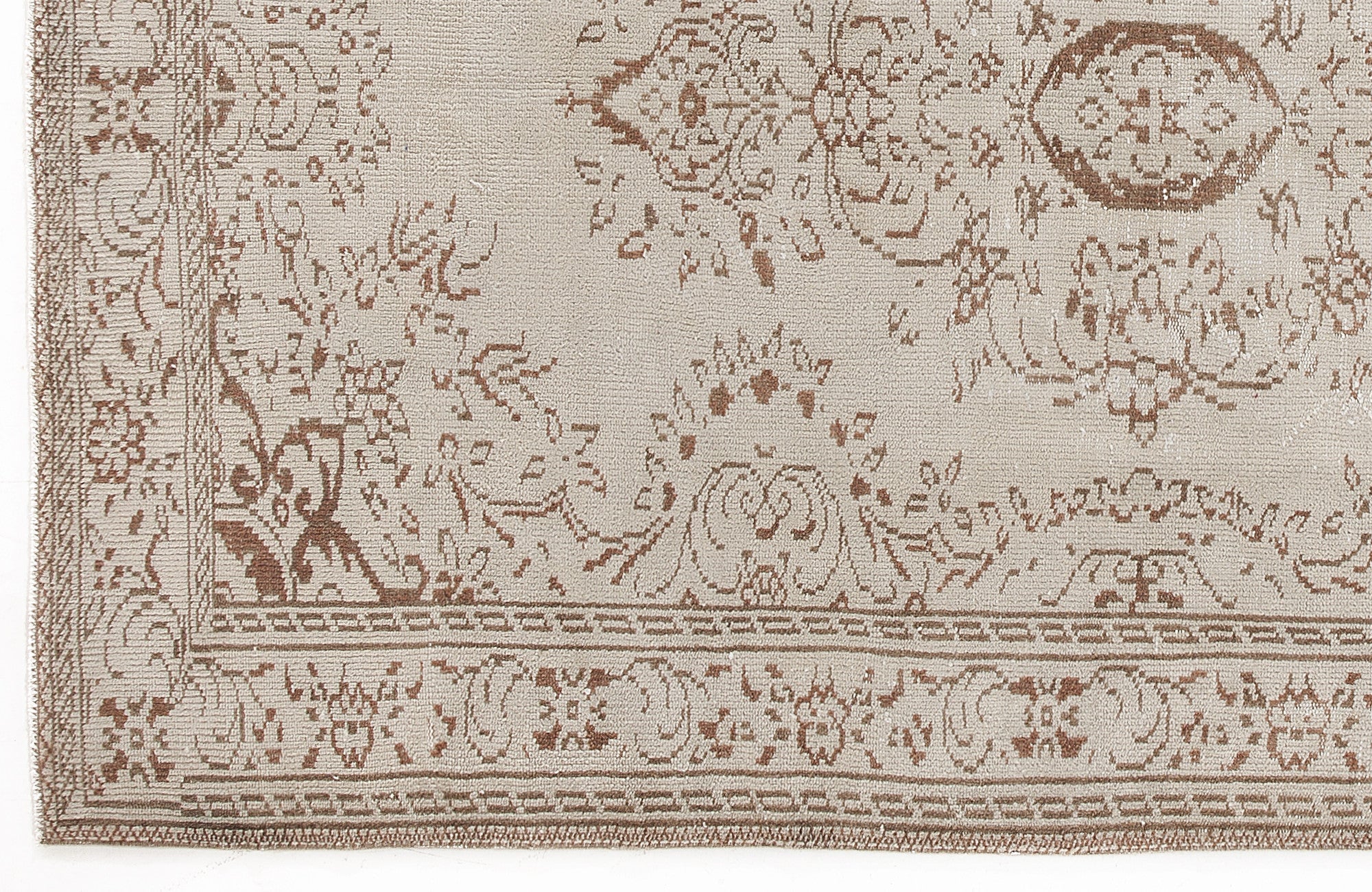 Atina Beige Vintage Wool Handmade Area Rug 5'9" x 8'8"