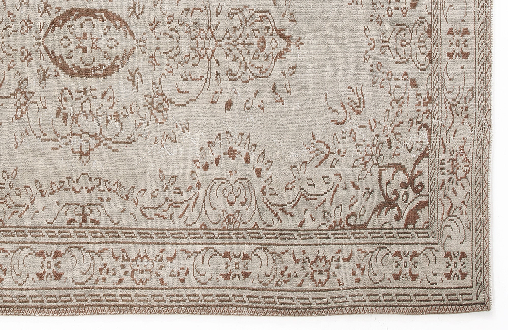 Atina Beige Vintage Wool Handmade Area Rug 5'9" x 8'8"