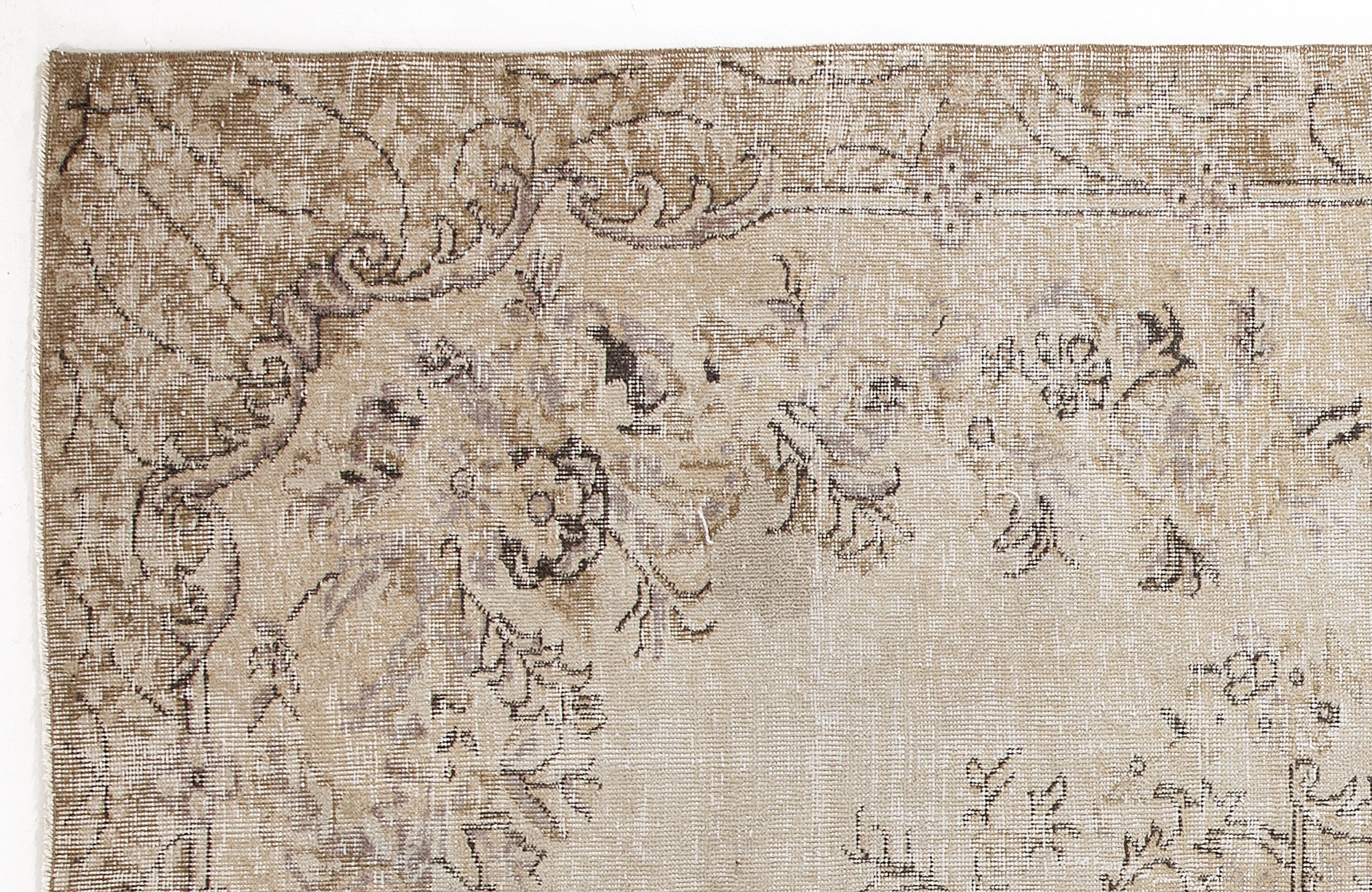 Atina Beige Vintage Wool Handmade Area Rug 6'2" x 9'9"