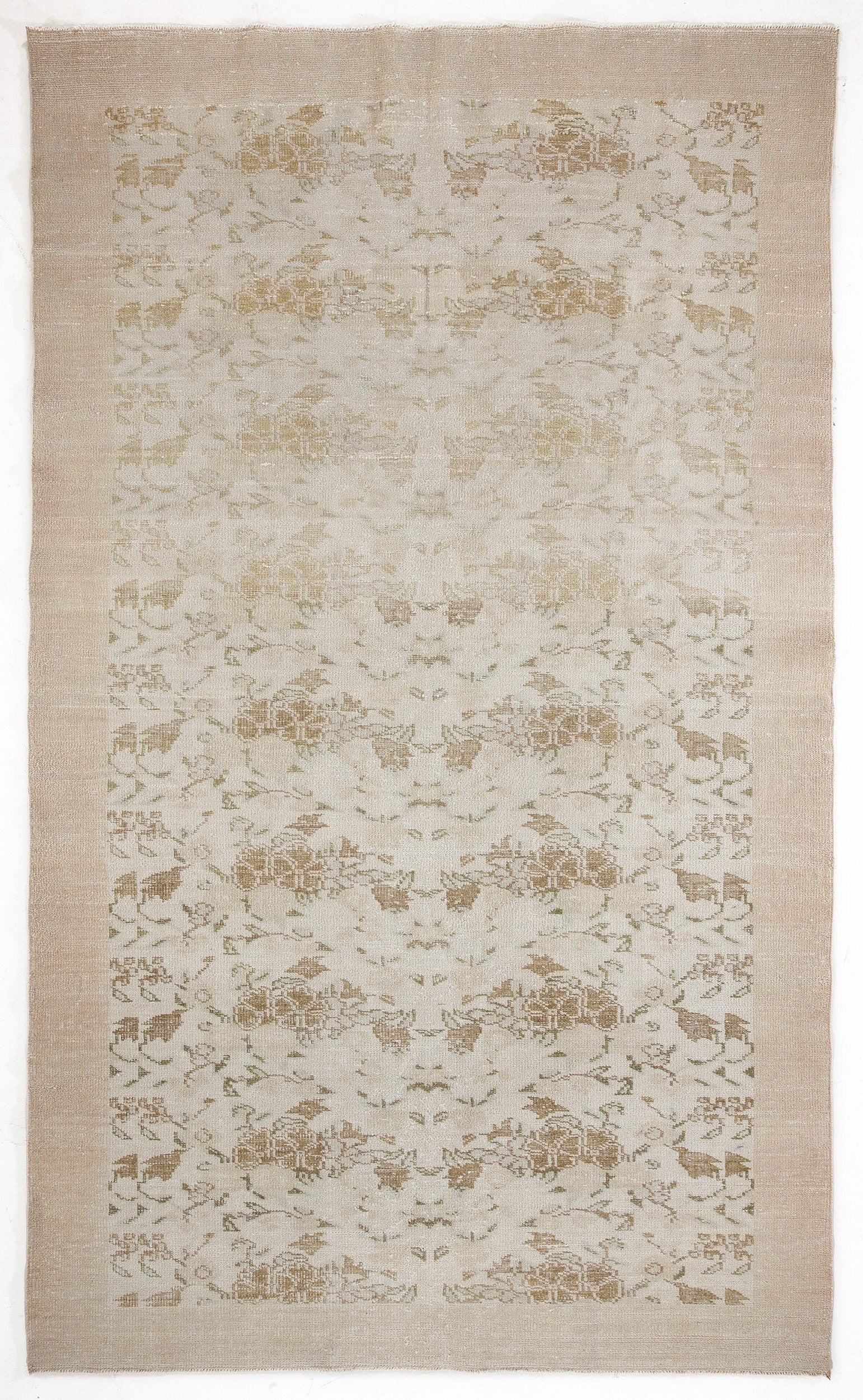 Atina Beige Vintage Wool Handmade Area Rug 6'2" x 10'4"
