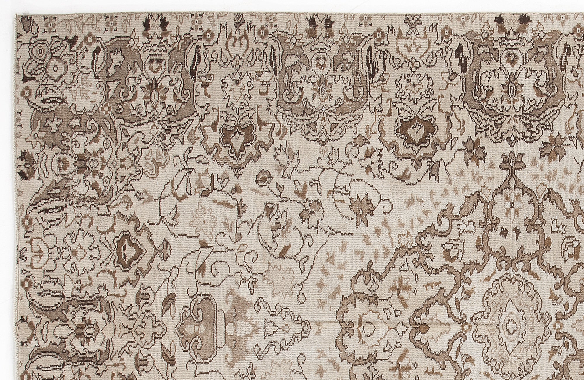 Atina Beige Vintage Wool Handmade Area Rug 5'7" x 8'10"