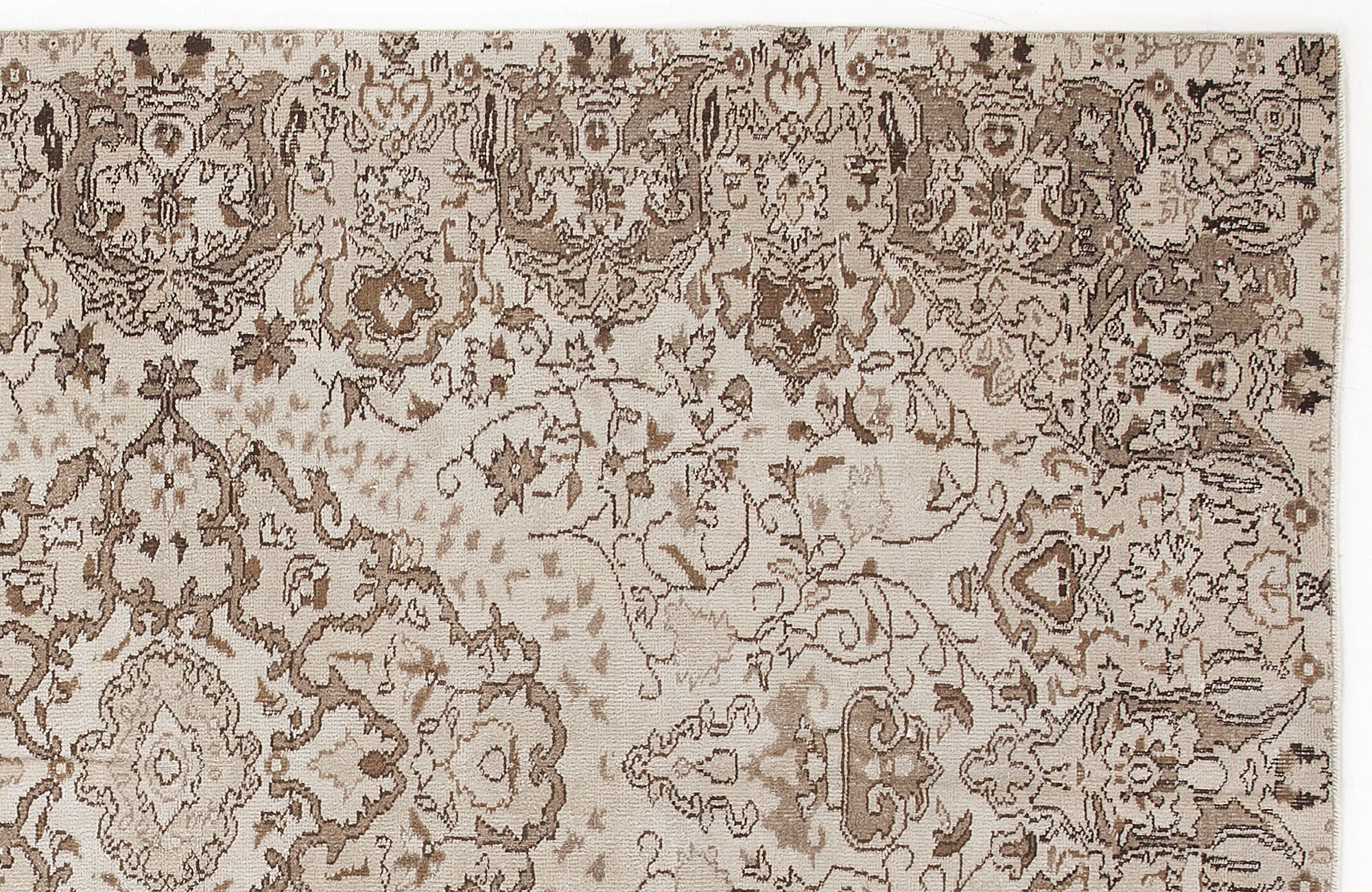 Atina Beige Vintage Wool Handmade Area Rug 5'7" x 8'10"