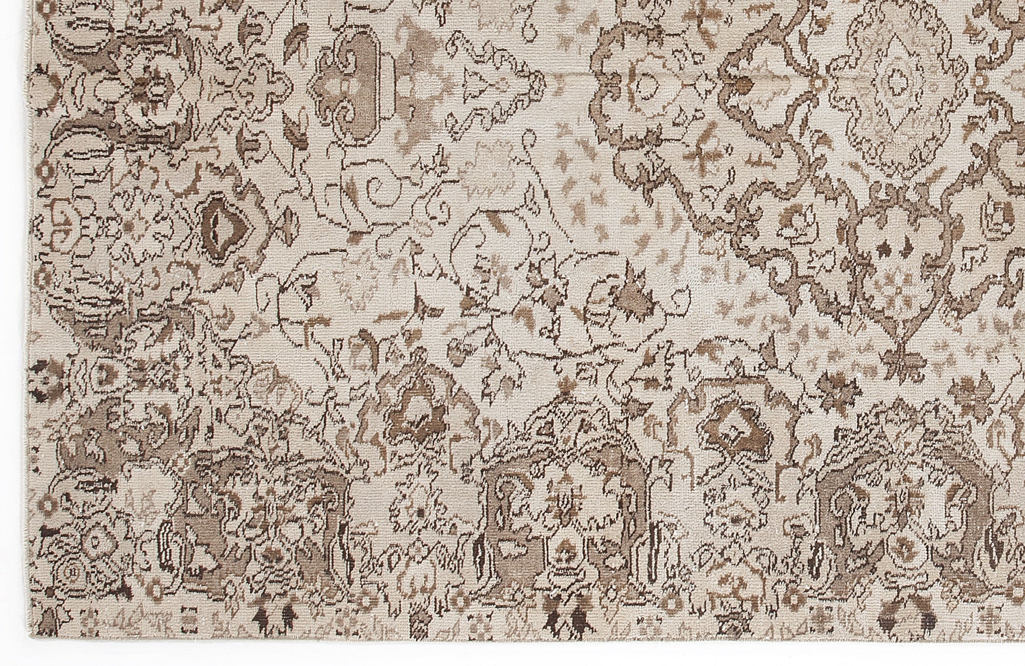 Atina Beige Vintage Wool Handmade Area Rug 5'7" x 8'10"