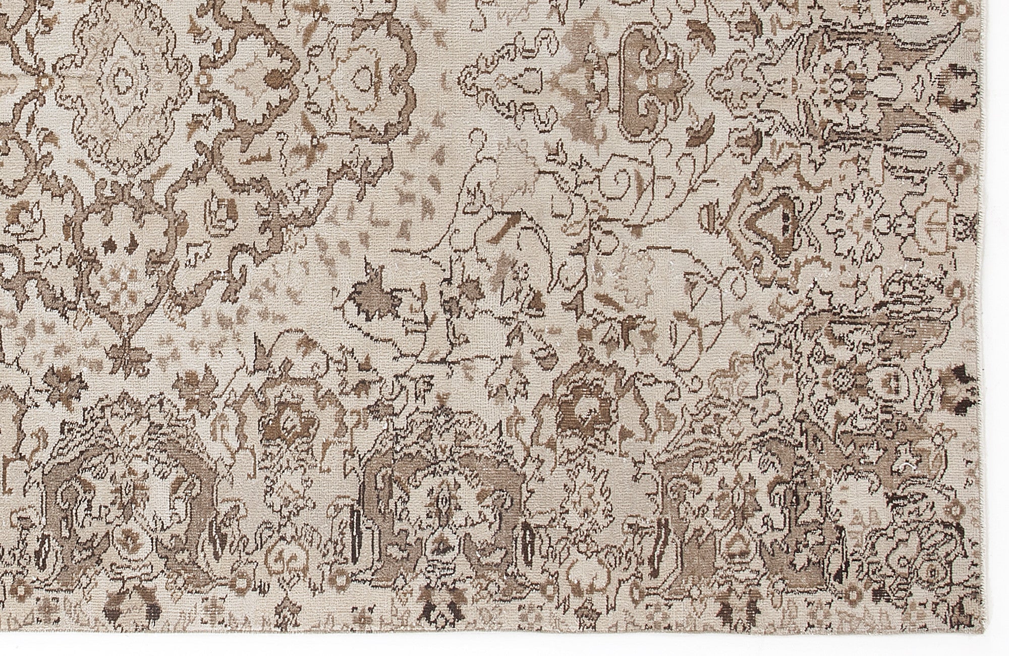 Atina Beige Vintage Wool Handmade Area Rug 5'7" x 8'10"