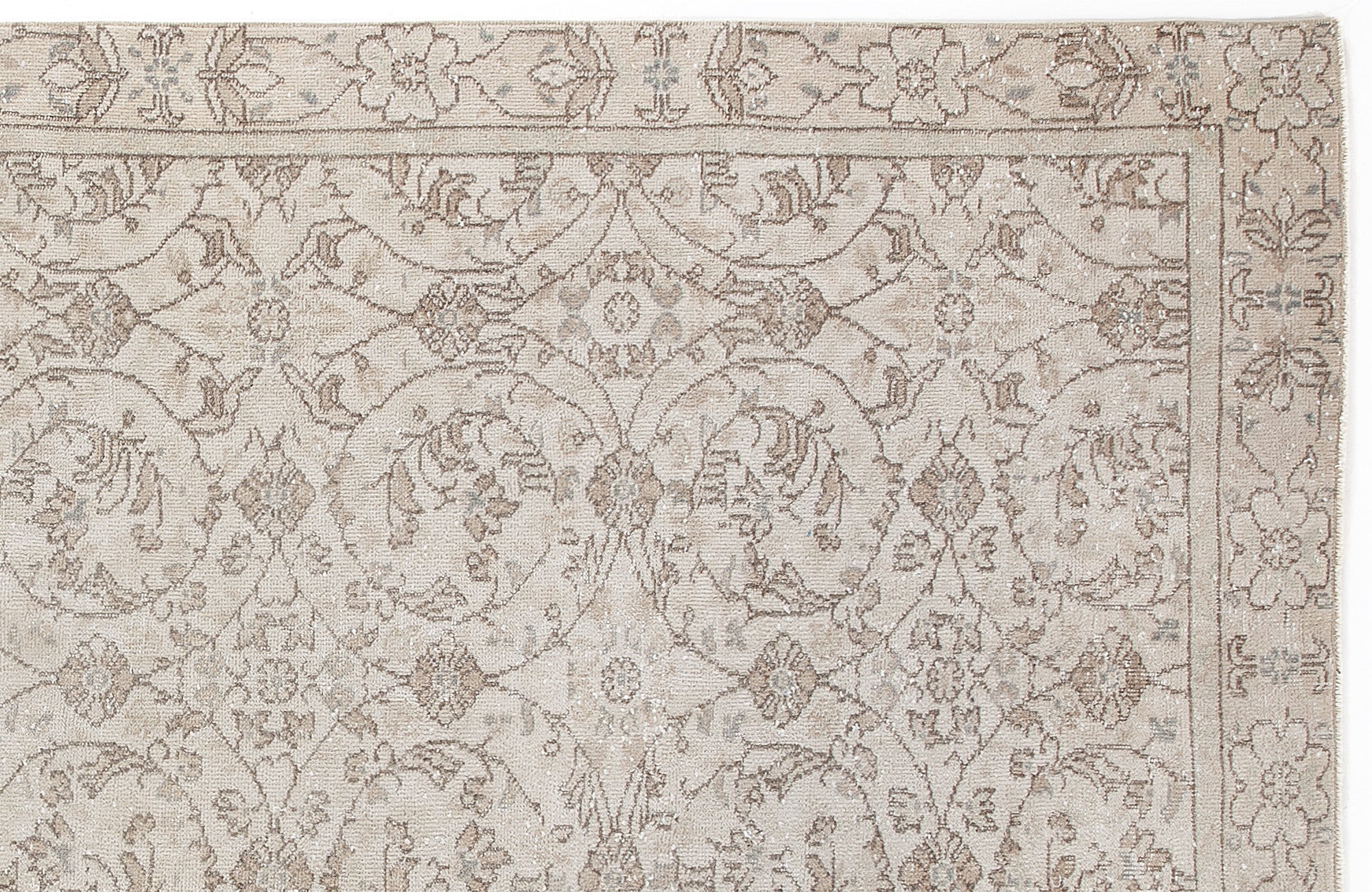 Atina Beige Vintage Wool Handmade Area Rug 5'2" x 9'9"