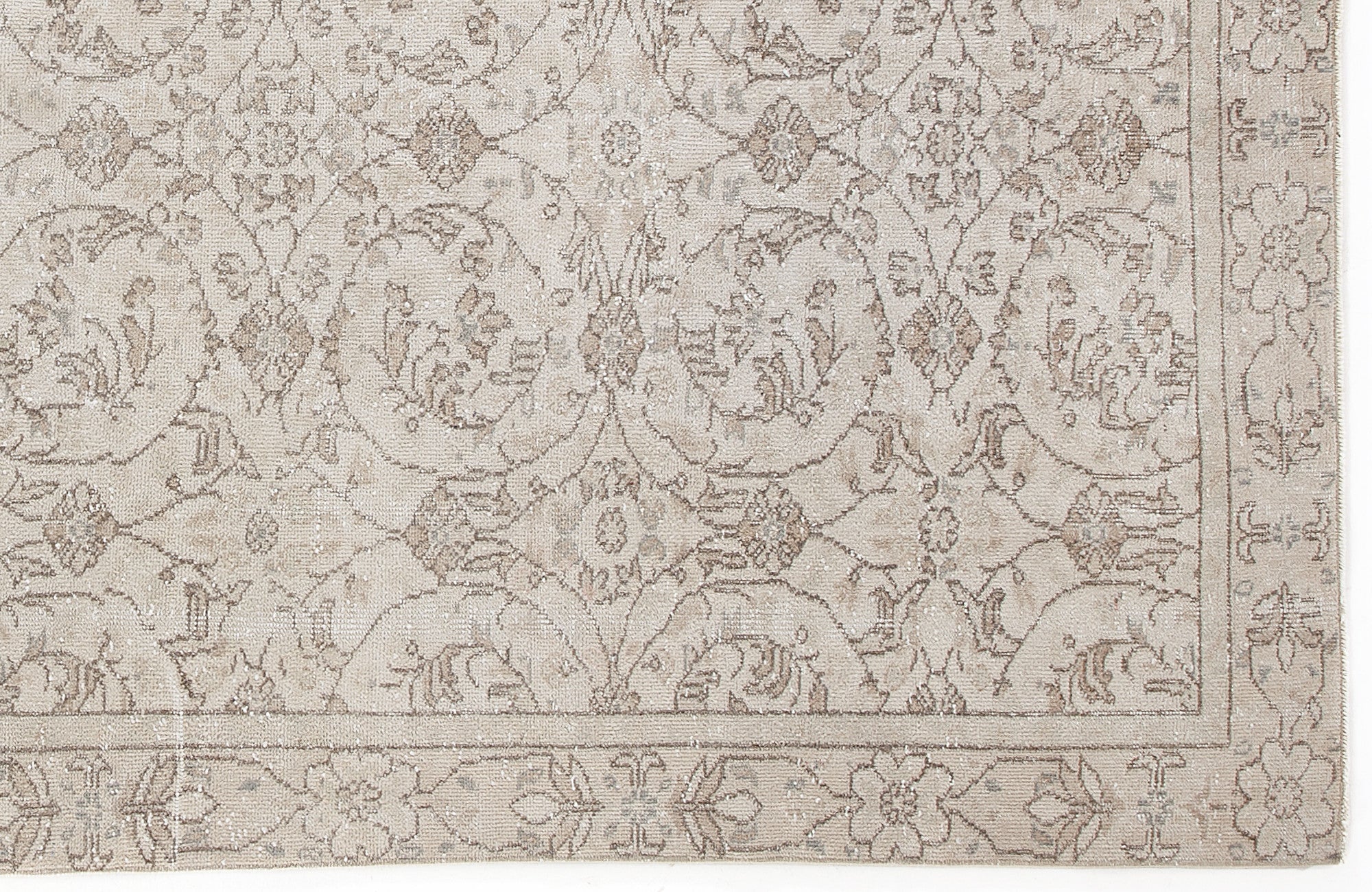 Atina Beige Vintage Wool Handmade Area Rug 5'2" x 9'9"