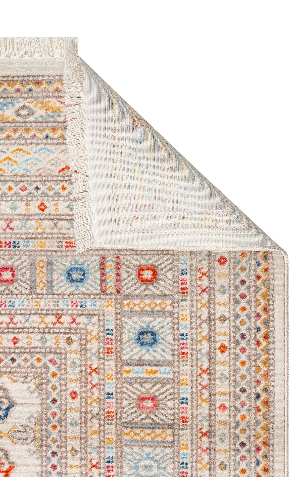 Geometric Area Rug – Machine Made Rug with Cream Area Carpet, Non Slip