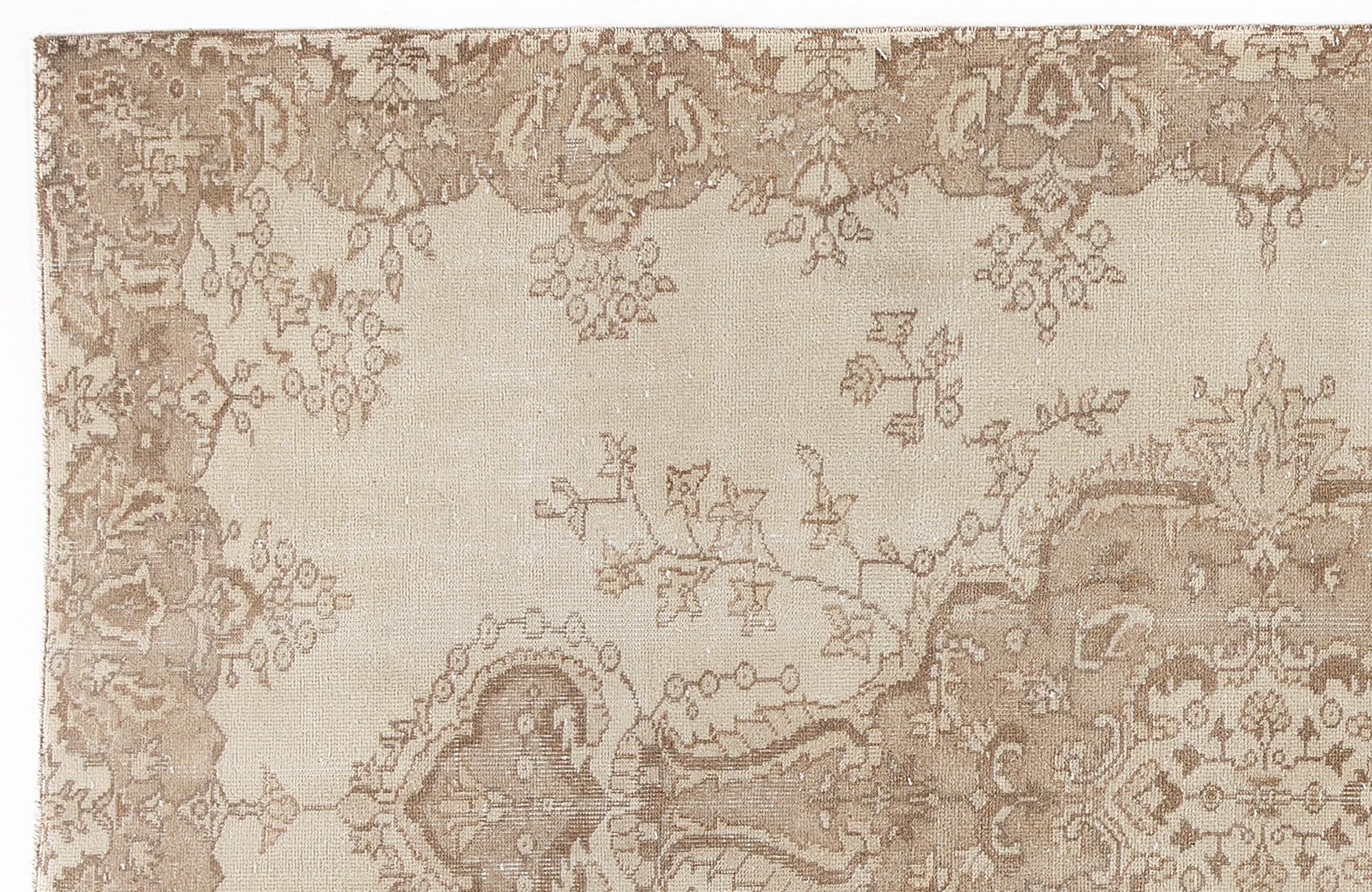 Atina Beige Vintage Wool Handmade Area Rug 5'5" x 8'10"
