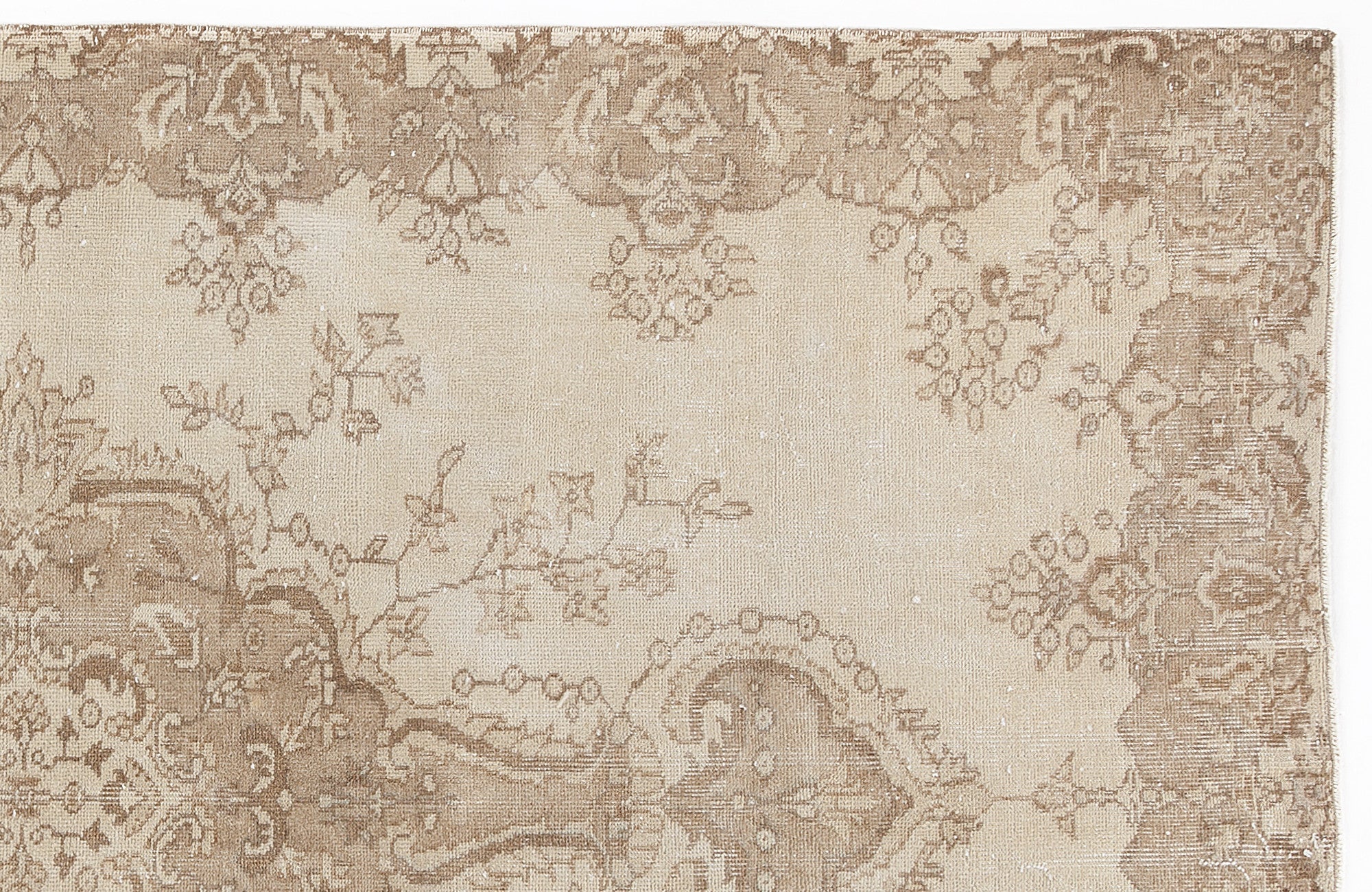 Atina Beige Vintage Wool Handmade Area Rug 5'5" x 8'10"