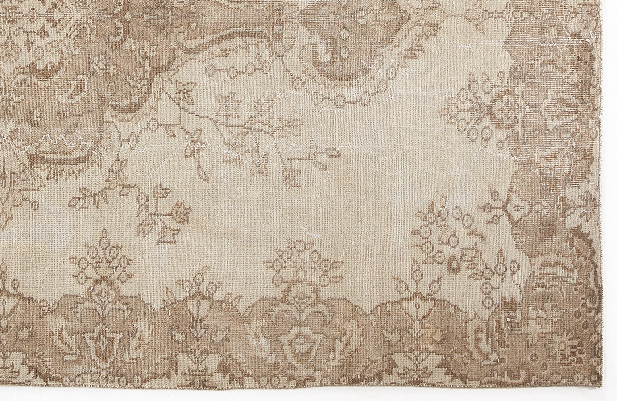 Atina Beige Vintage Wool Handmade Area Rug 5'5" x 8'10"