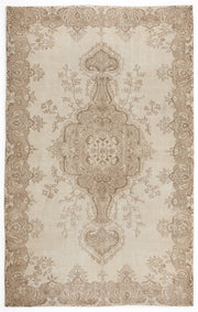 Atina Beige Vintage Wool Handmade Area Rug 5'5" x 8'10"