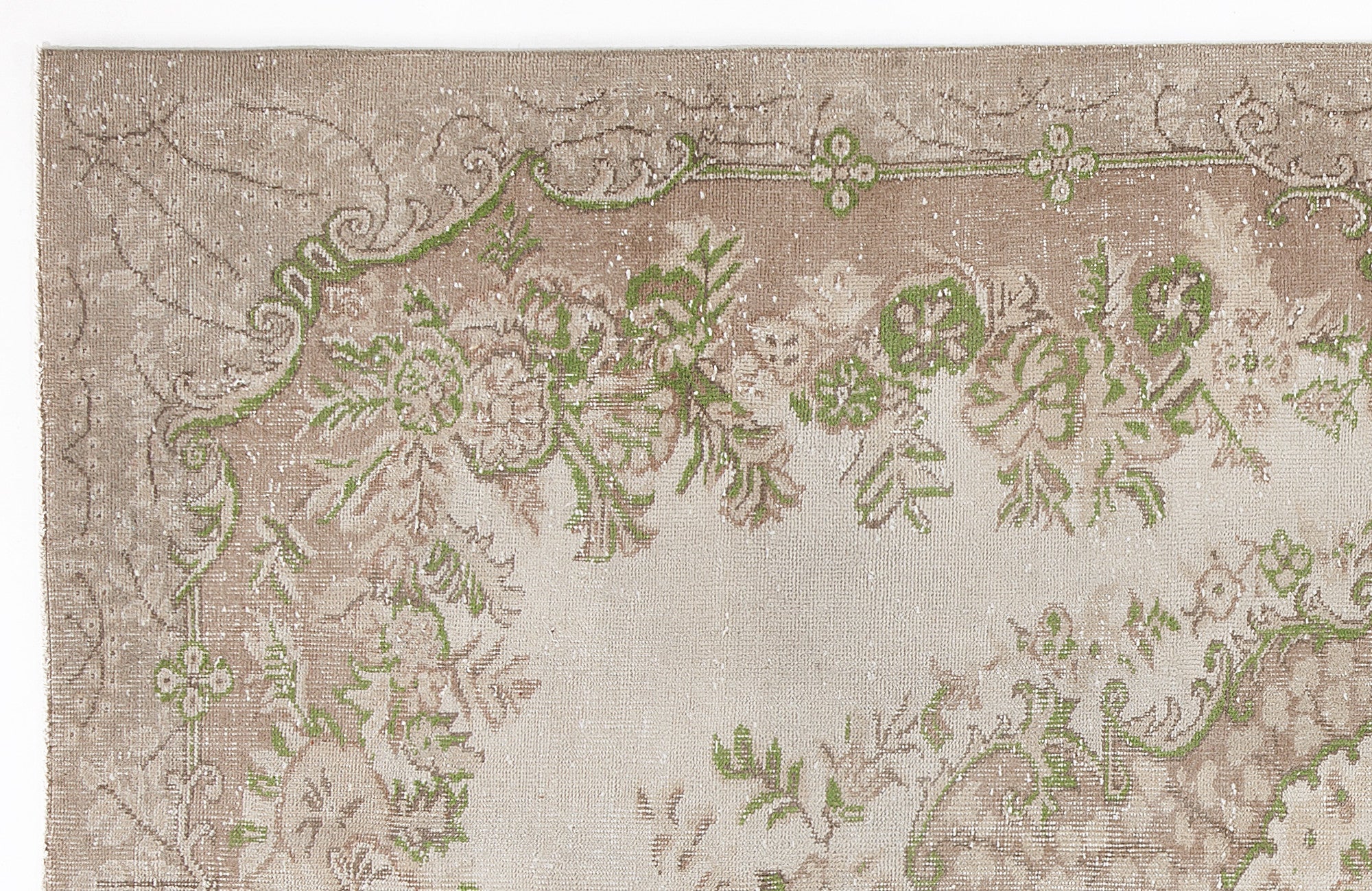 Atina Beige Vintage Wool Handmade Area Rug 6'4" x 9'7"
