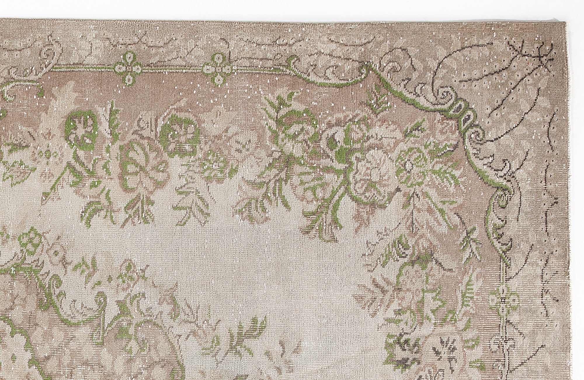 Atina Beige Vintage Wool Handmade Area Rug 6'4" x 9'7"