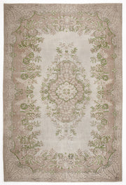 Atina Beige Vintage Wool Handmade Area Rug 6'4" x 9'7"