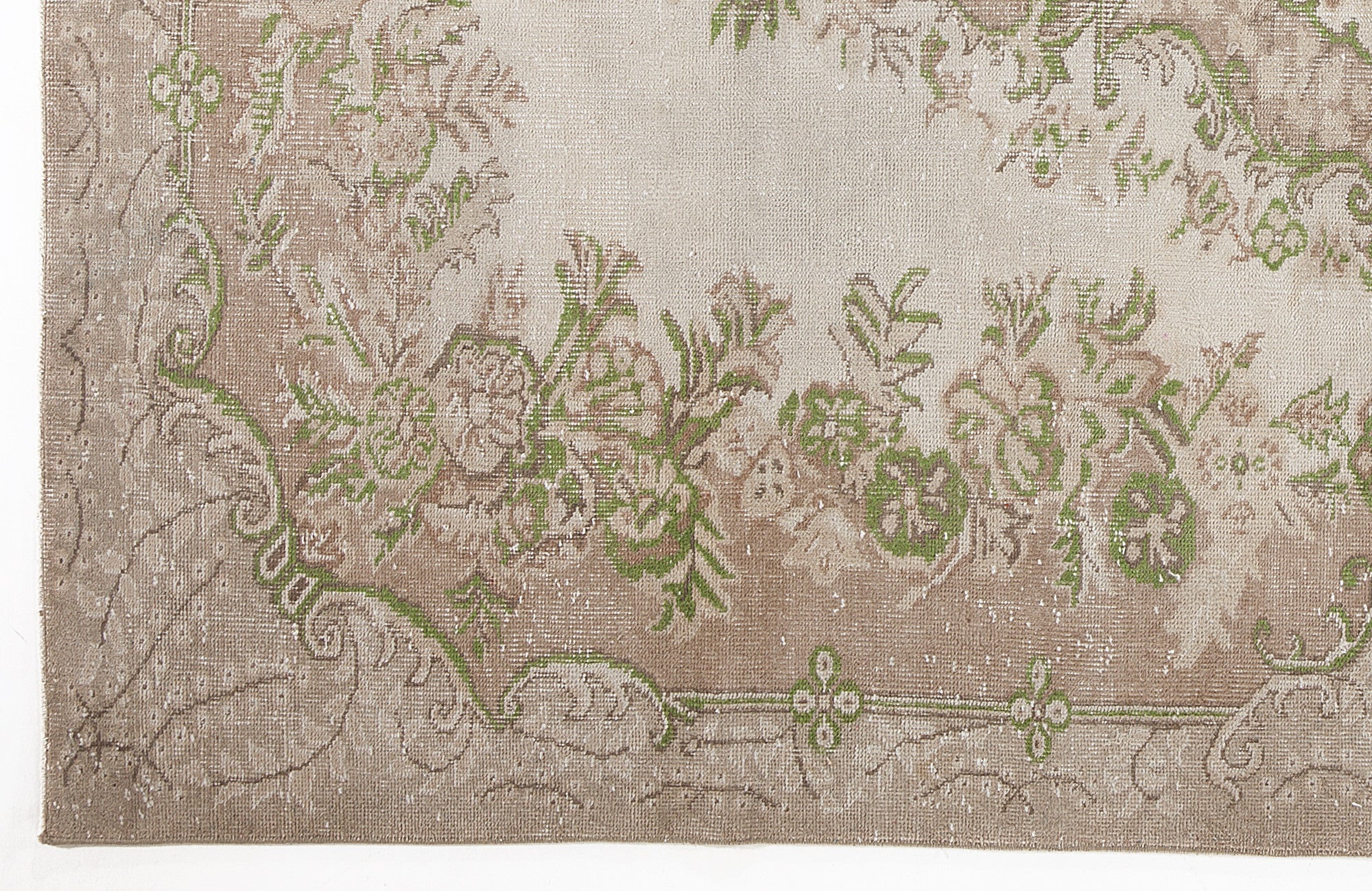 Atina Beige Vintage Wool Handmade Area Rug 6'4" x 9'7"