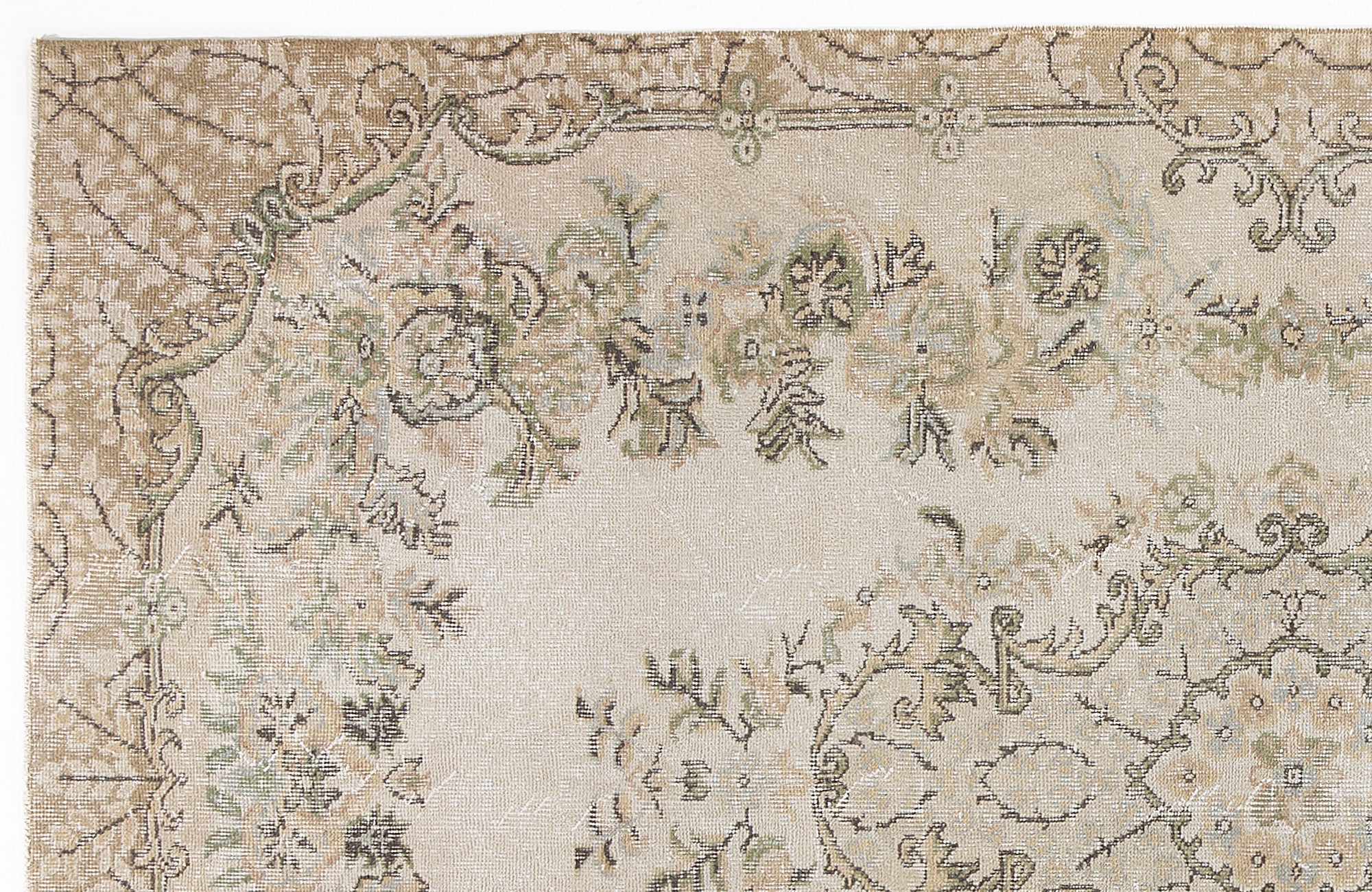 Atina Beige Vintage Wool Handmade Area Rug 5'4" x 9'3"