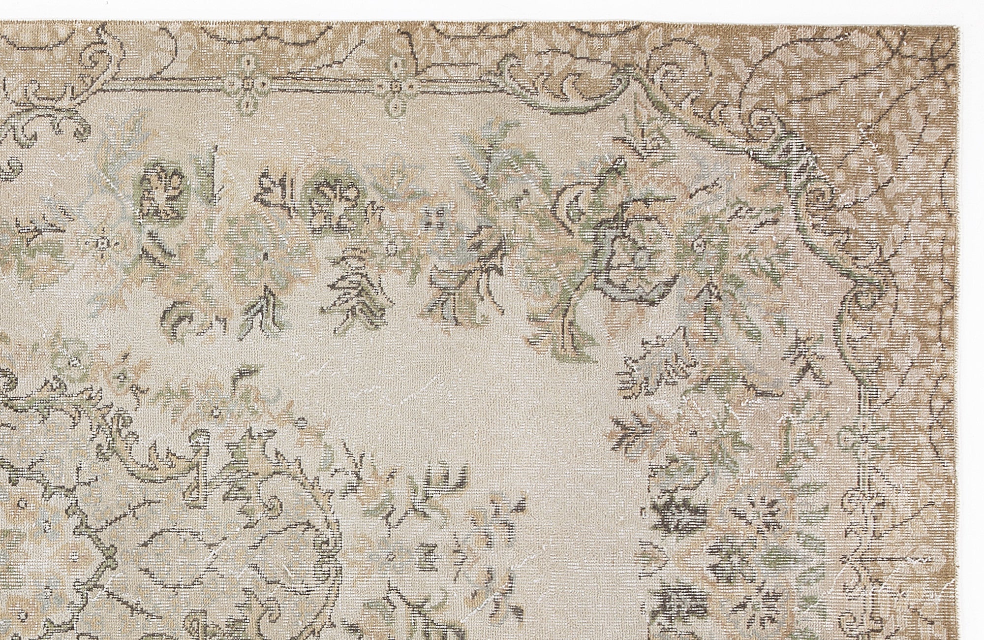 Atina Beige Vintage Wool Handmade Area Rug 5'4" x 9'3"