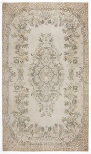 Atina Beige Vintage Wool Handmade Area Rug 5'4" x 9'3"