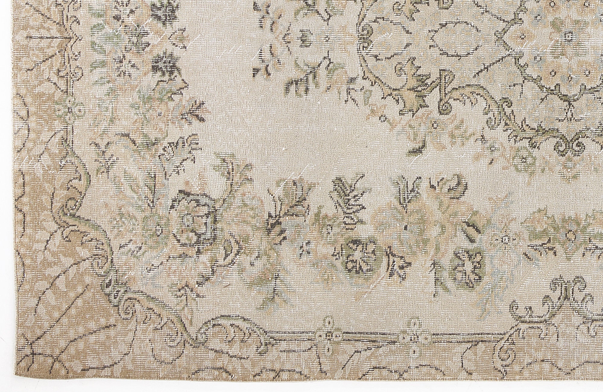 Atina Beige Vintage Wool Handmade Area Rug 5'4" x 9'3"