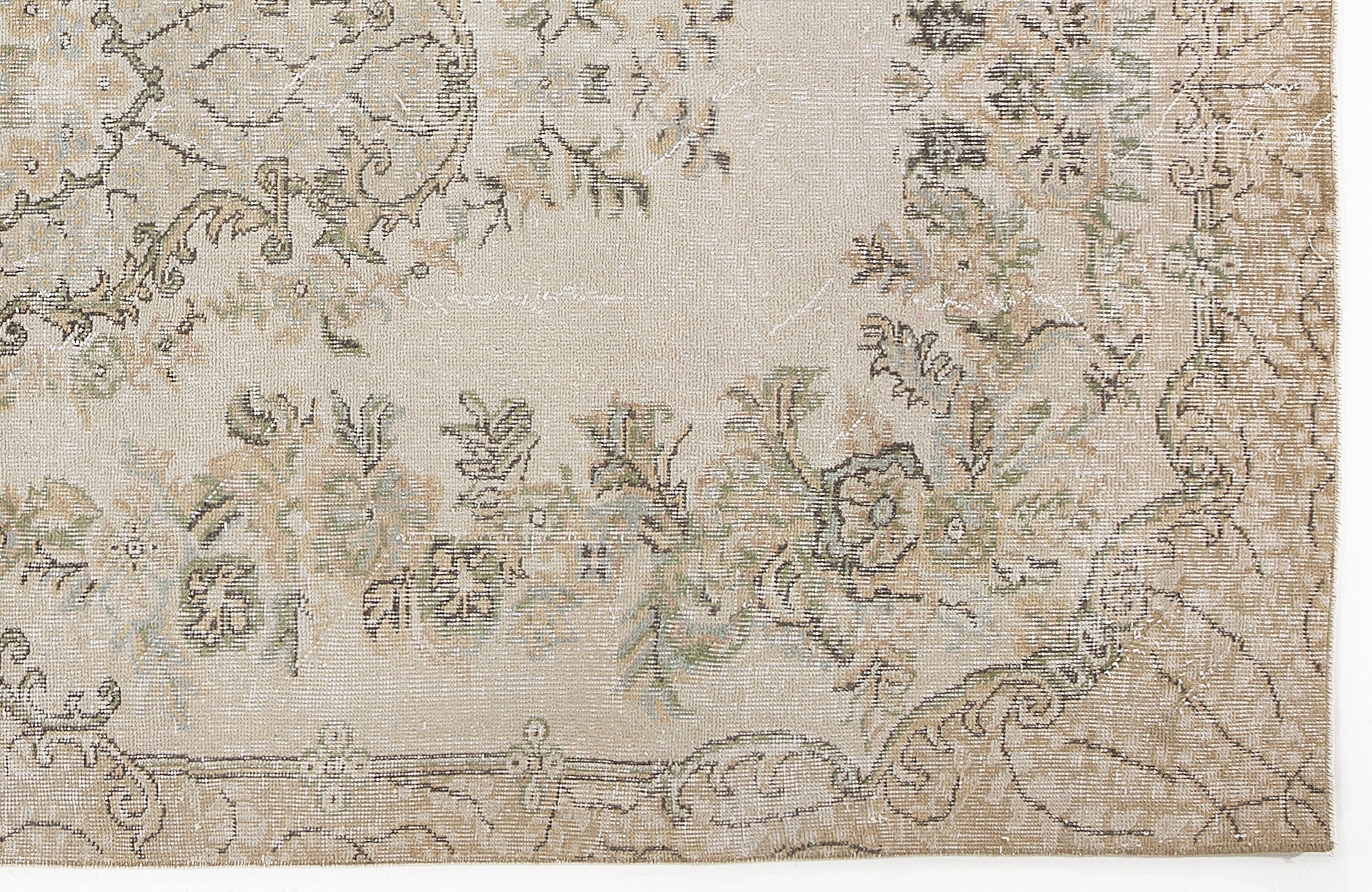 Atina Beige Vintage Wool Handmade Area Rug 5'4" x 9'3"