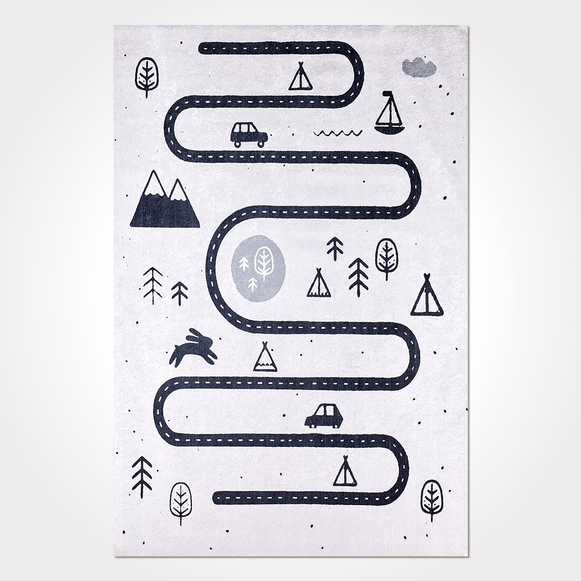 Kids Chenille Rug - White Cotton & Polyester Chenille Washable Non Slip Carpet