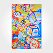 Kids Digital Print Rug – Washable Non Slip Blue Chenille Cotton Carpet