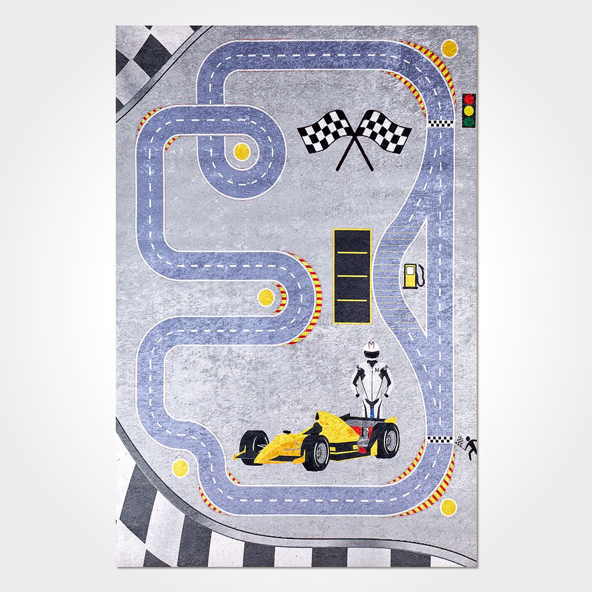 Kids Digital Print Rug - Washable Non Slip Polyester Chenille Cotton Blend Carpet