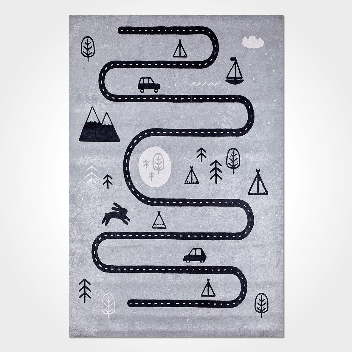 Kids Digital Print Rug – Washable Non Slip Polyester Chenille & Cotton Yarn Carpet