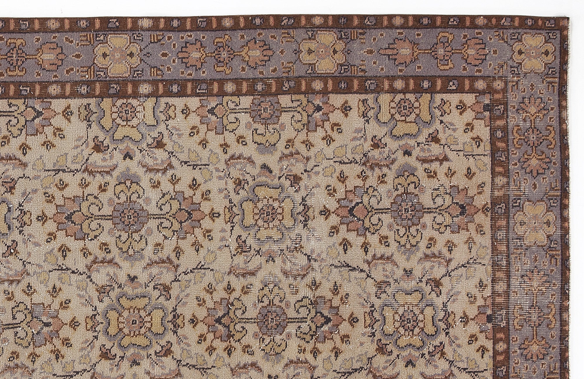 Atina Beige Vintage Wool Handmade Area Rug 5'3" x 9'5"