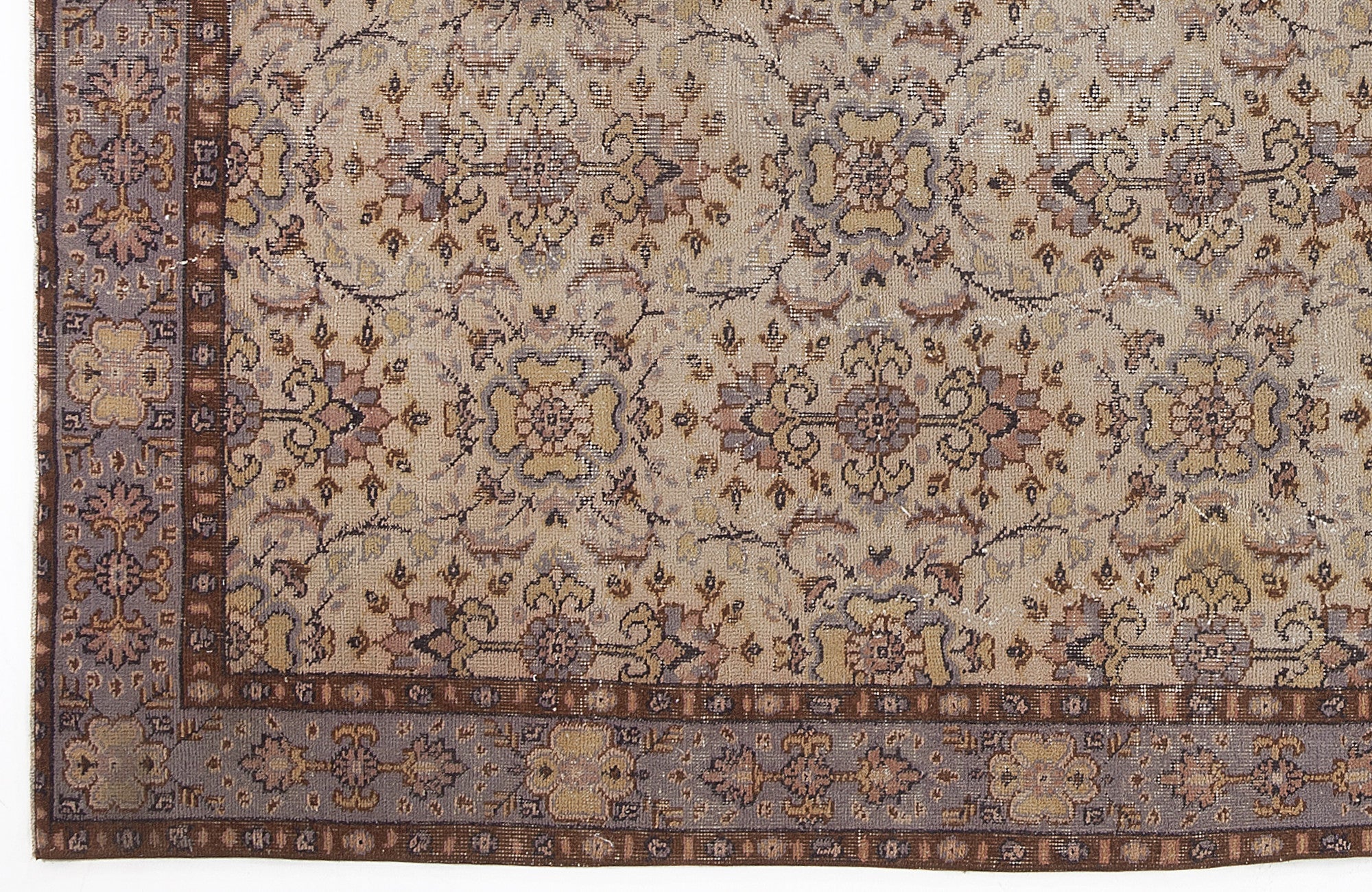 Atina Beige Vintage Wool Handmade Area Rug 5'3" x 9'5"