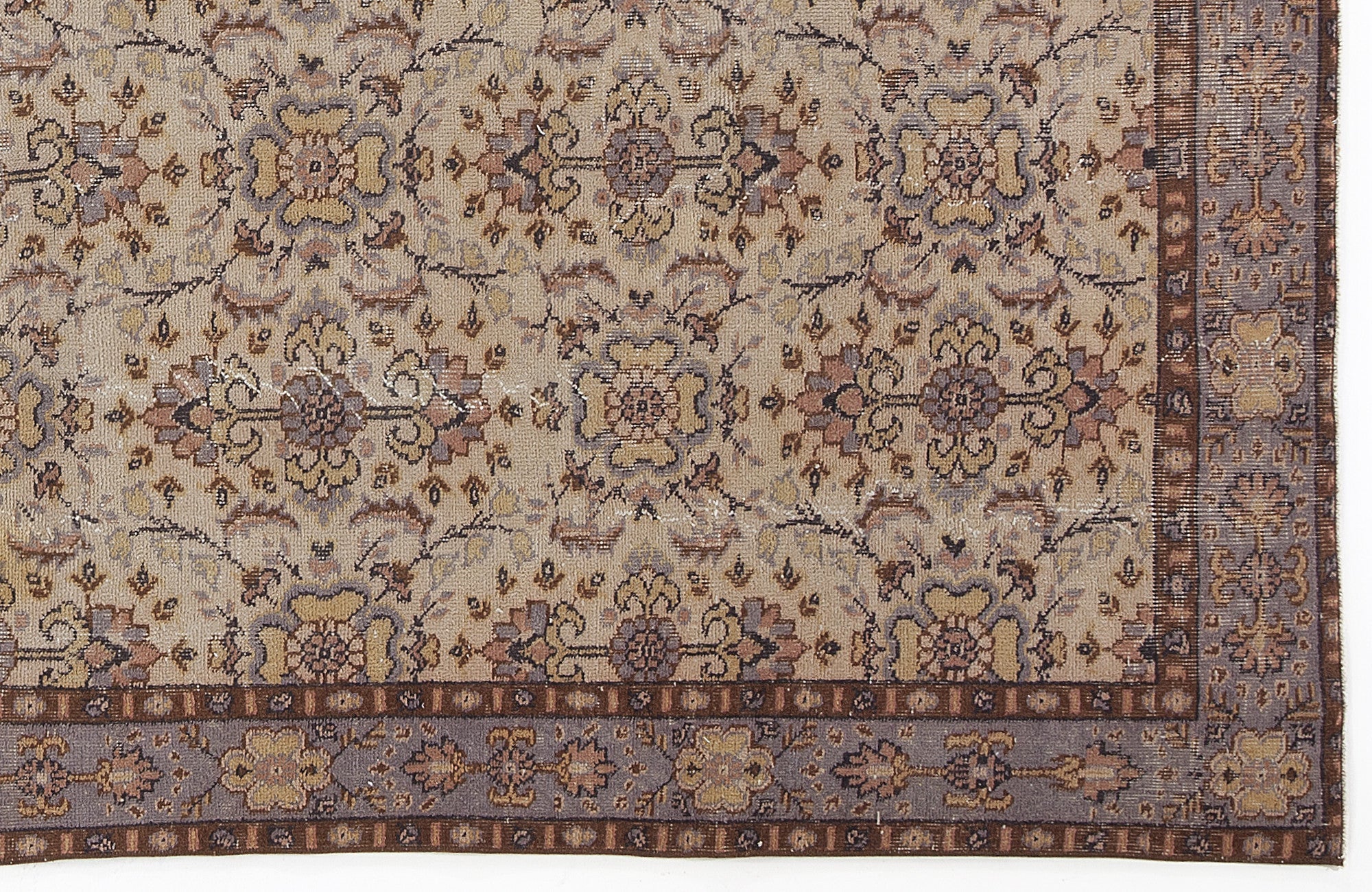 Atina Beige Vintage Wool Handmade Area Rug 5'3" x 9'5"